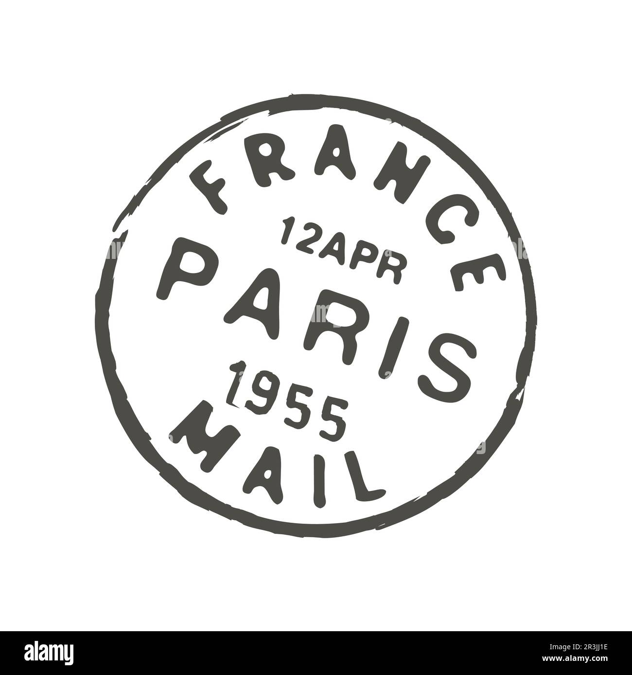 Paris postage and postal stamp. France post town letter envelope ink stamp, mail delivery departure country or European region old vector imprint or postage French Paris city mark Stock Vector