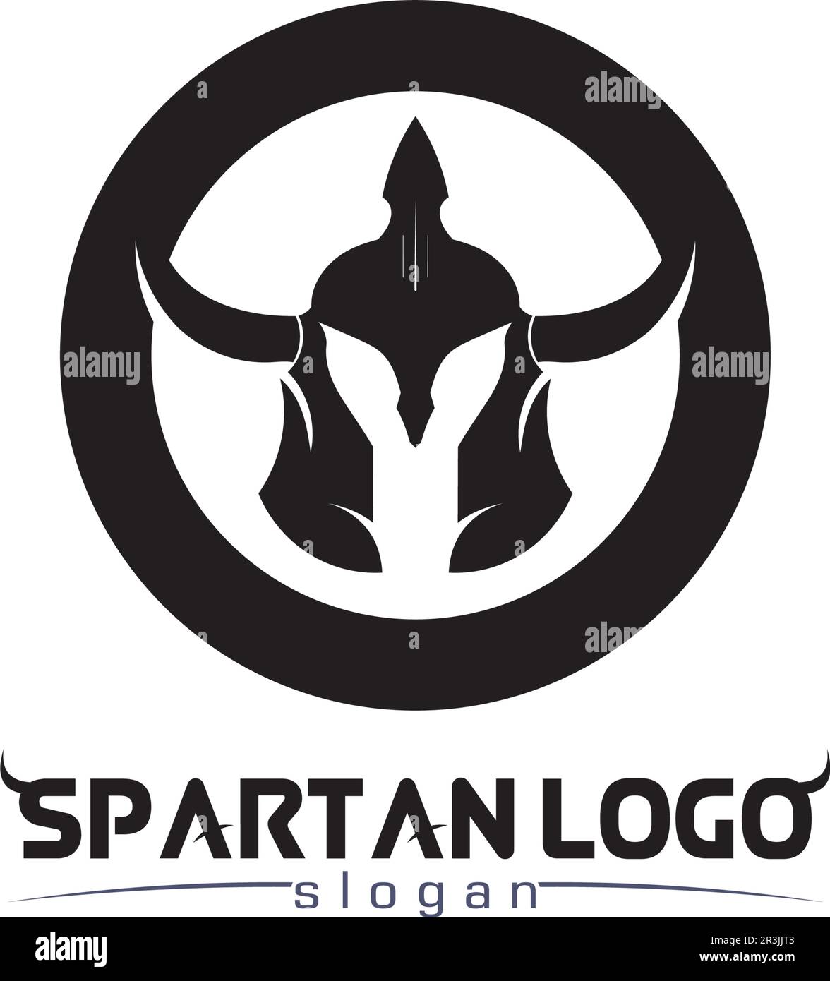 spartan logo black Glaiator and vector design helmet and head Stock Vector