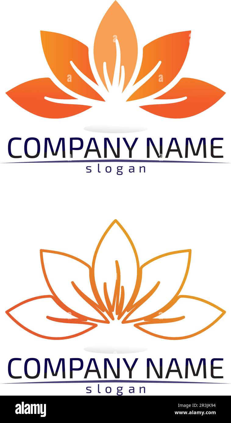 Stylized lotus flower icon vector background design logo Stock Vector