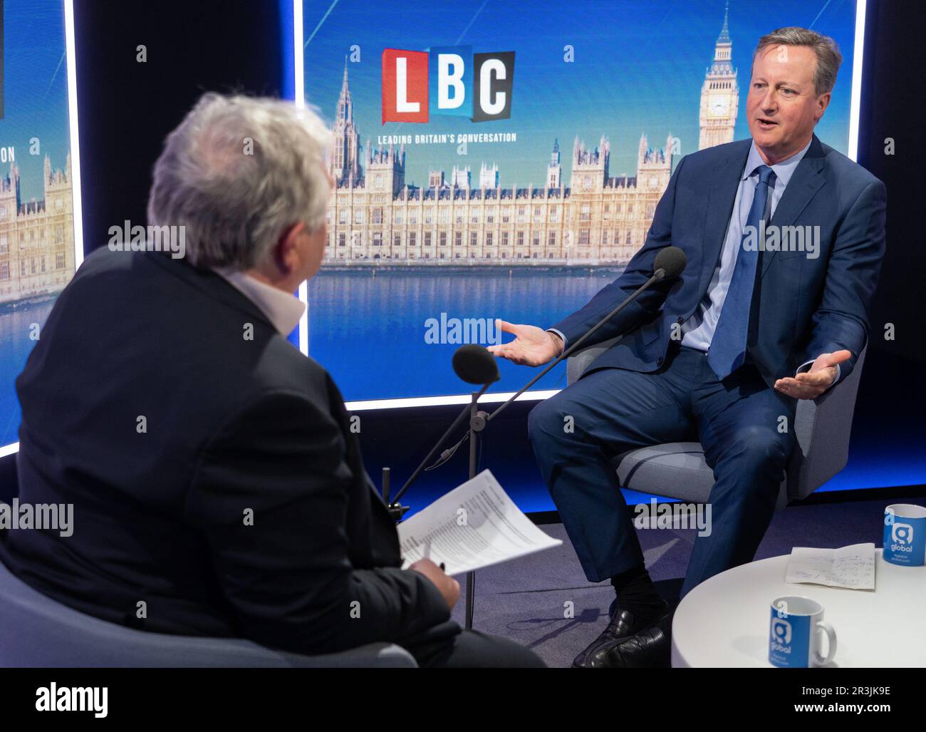 Former prime minster David Cameron pre-records an interview with LBC's ...