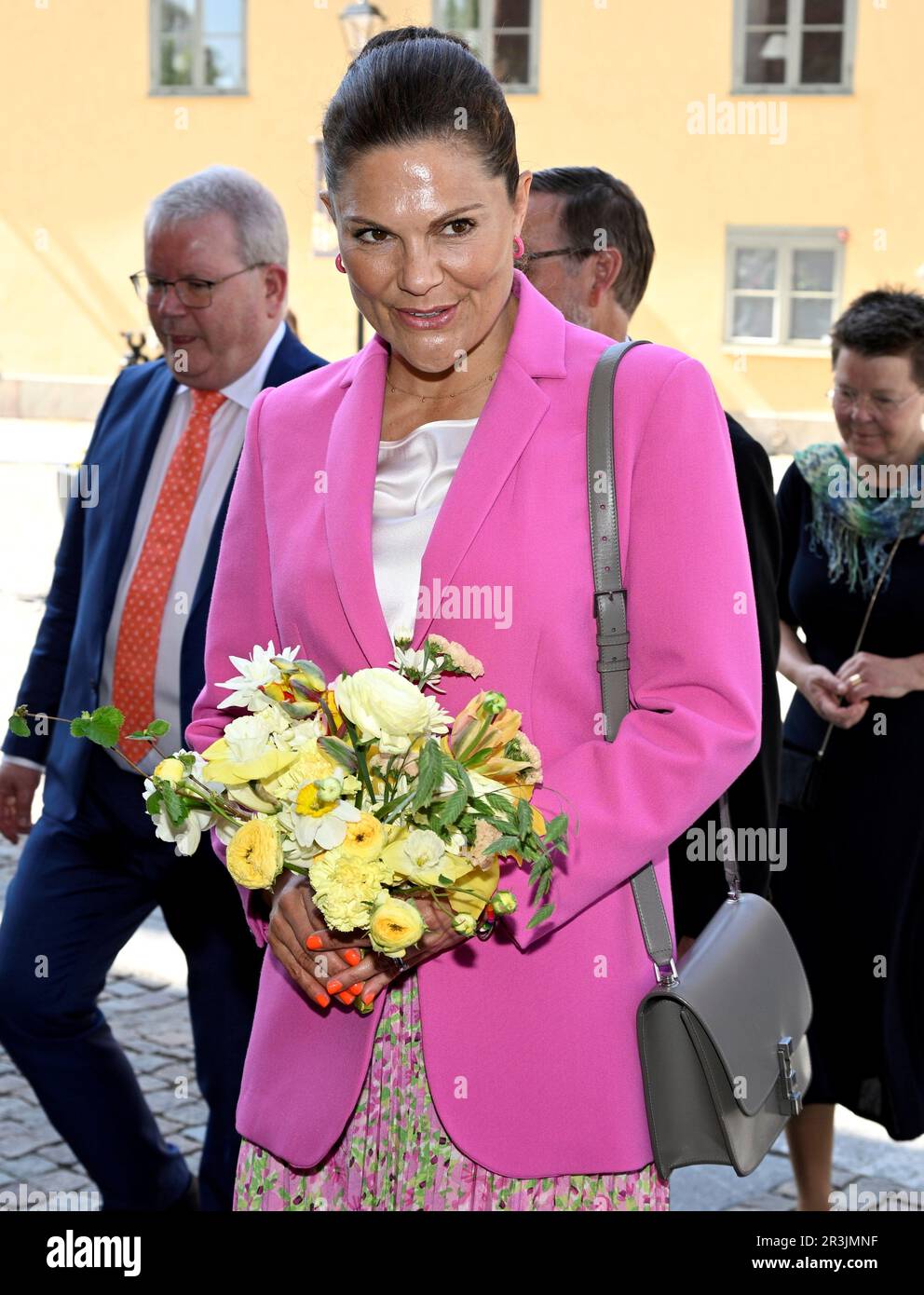 Crown Princess Victoria and Prince Daniel arrive at Rudbeckianska gymnasiet for the school's 400th anniversary celebrations in Vasteras, Sweden, May 2 Stock Photo