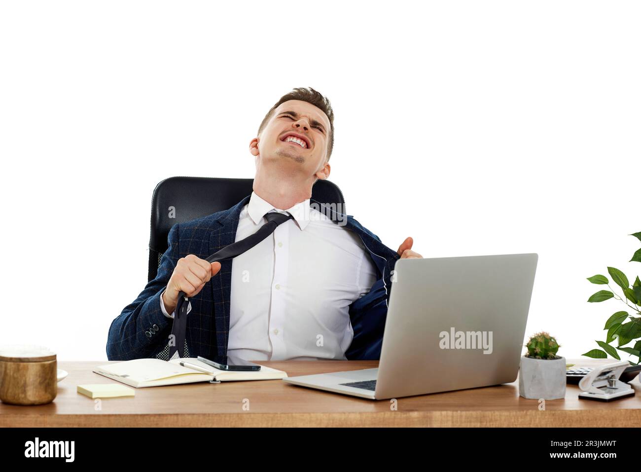 angry businessman shouting loudly and having problems Stock Photo