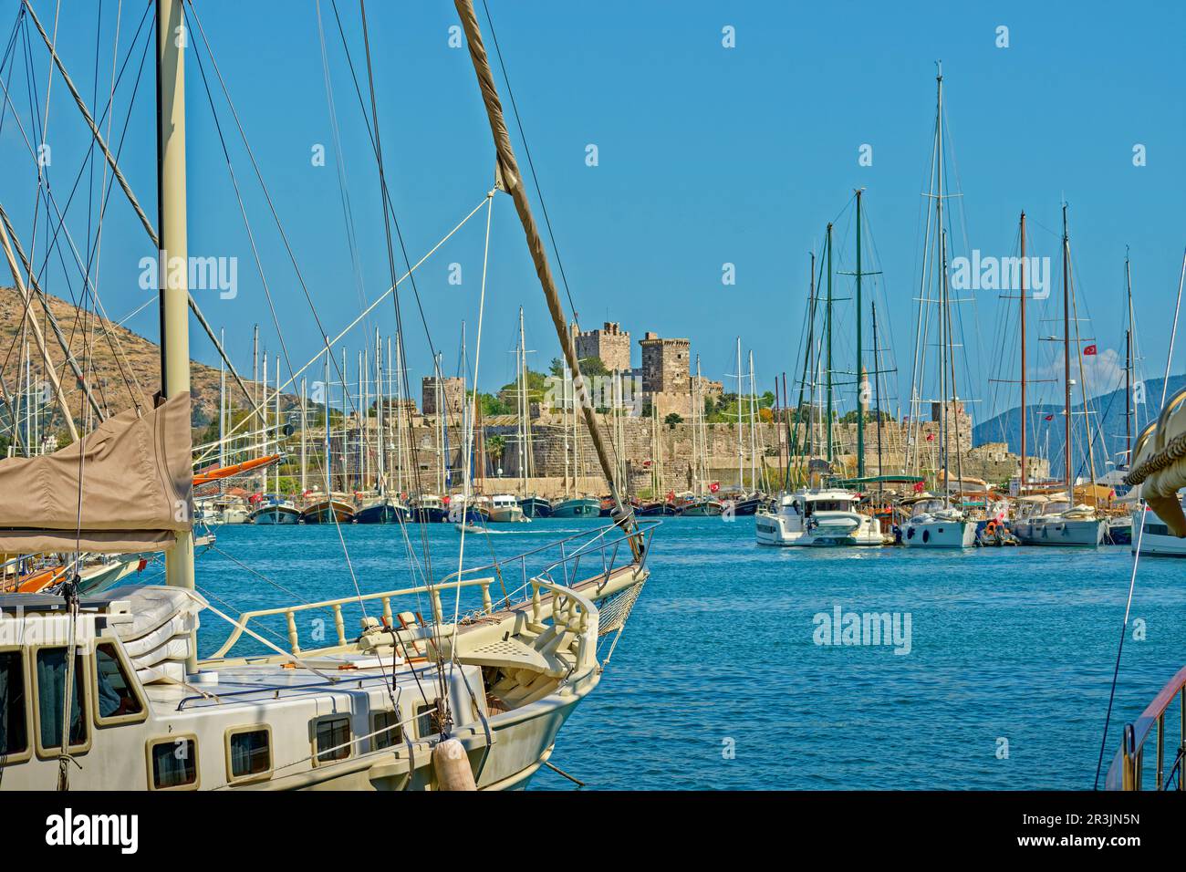 Bodrum harbour and St. Peter's Castle at Bodrum, Mugla Province, Turkey. Stock Photo