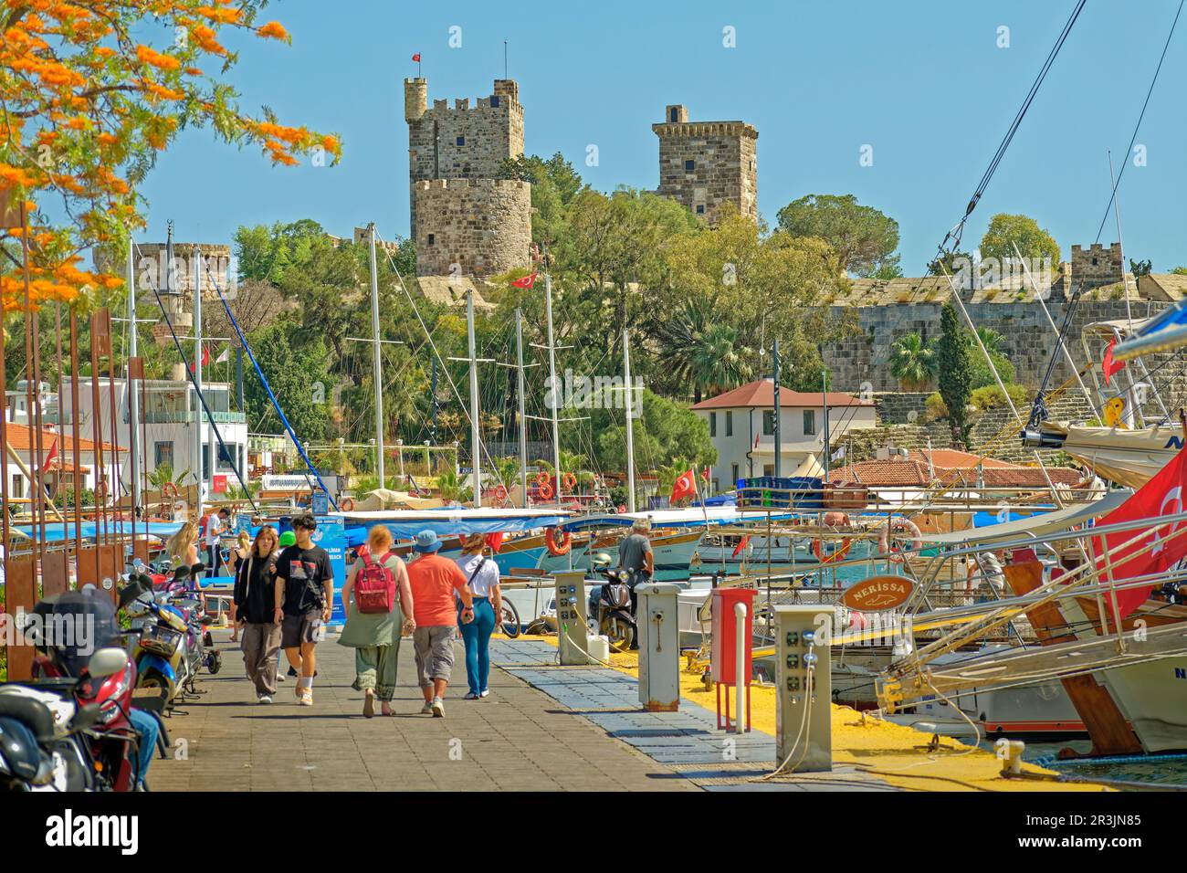 Bodrum harbour and St. Peter's Castle at Bodrum, Mugla Province, Turkey. Stock Photo
