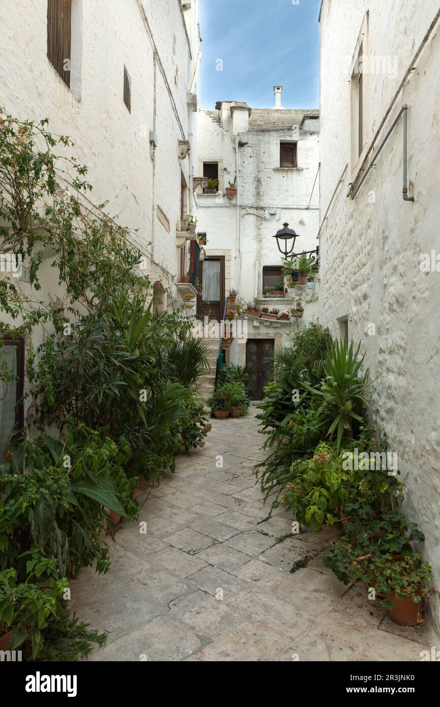 Picturesque alleyway in Locorotondo, Italy Stock Photo