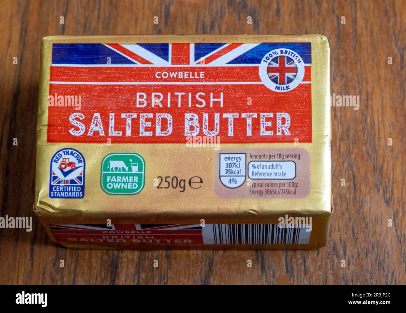 Pic shows: Food inflation  Aldi Cowbelle  British Butter now being security tagged  It costs £1.89  London woman was stopped at security after the but Stock Photo