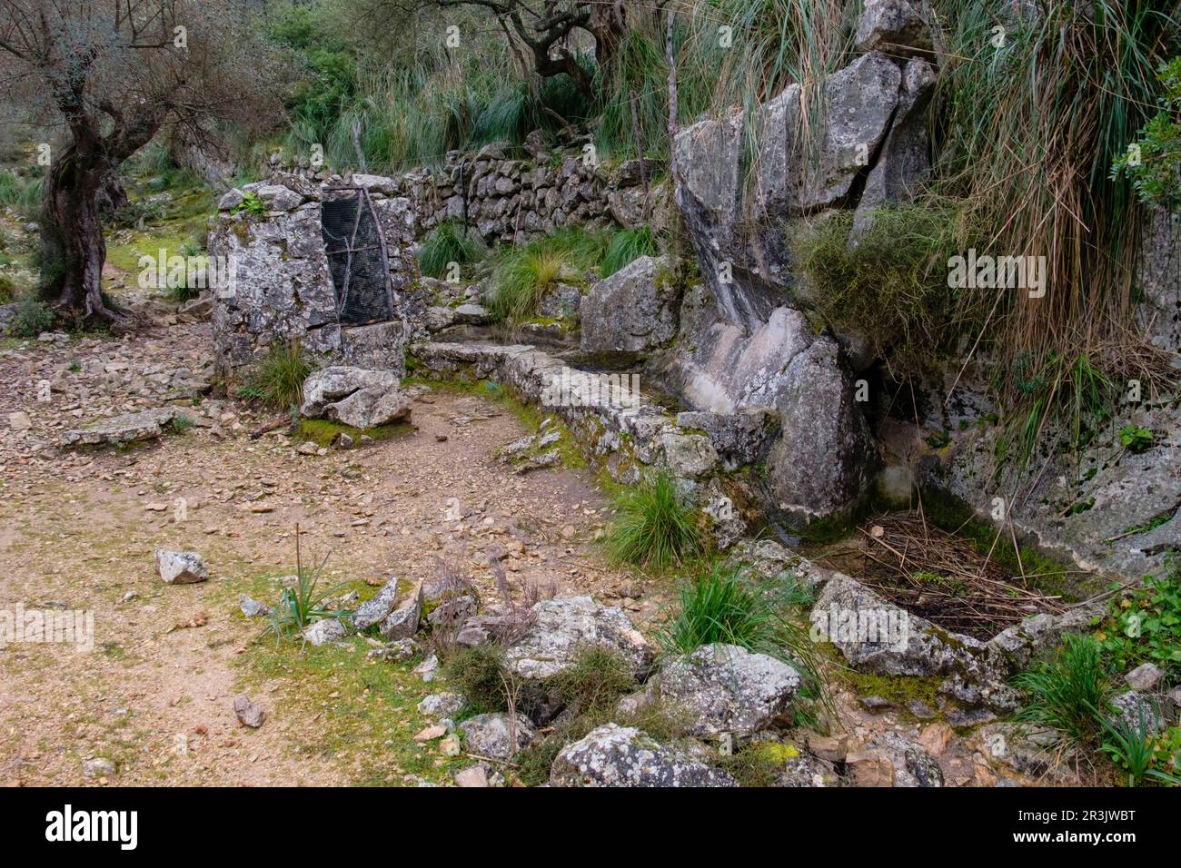 pozo de Sa Coma, Tossals Verds, Paraje natural de la Serra de Tramuntana, Mallorca, balearic islands, Spain. Stock Photo