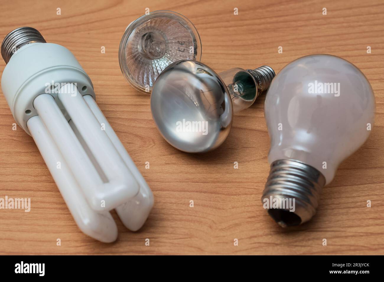 Electricity billing energy transition various light bulbs Stock