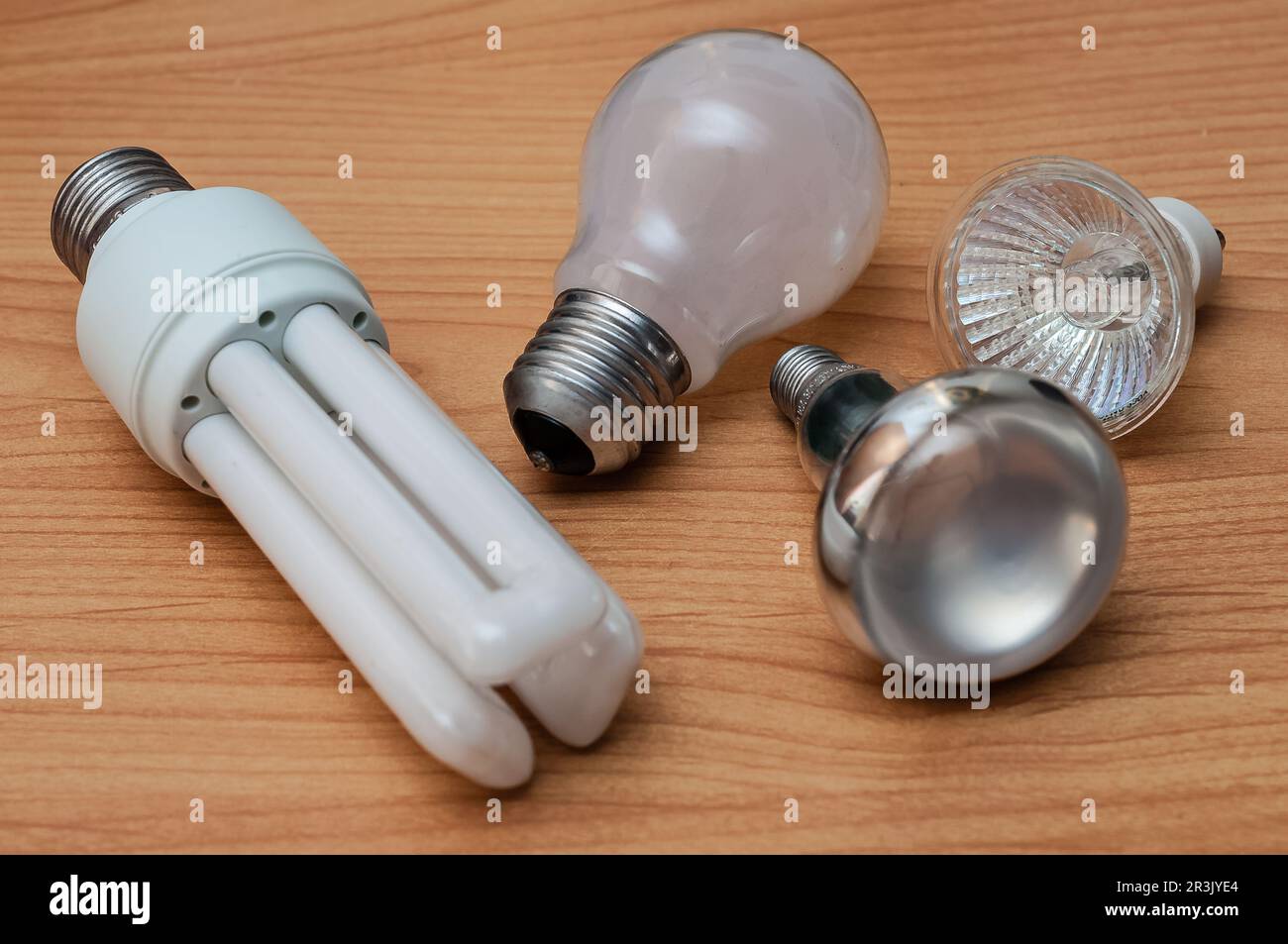 Electricity billing energy transition various light bulbs Stock