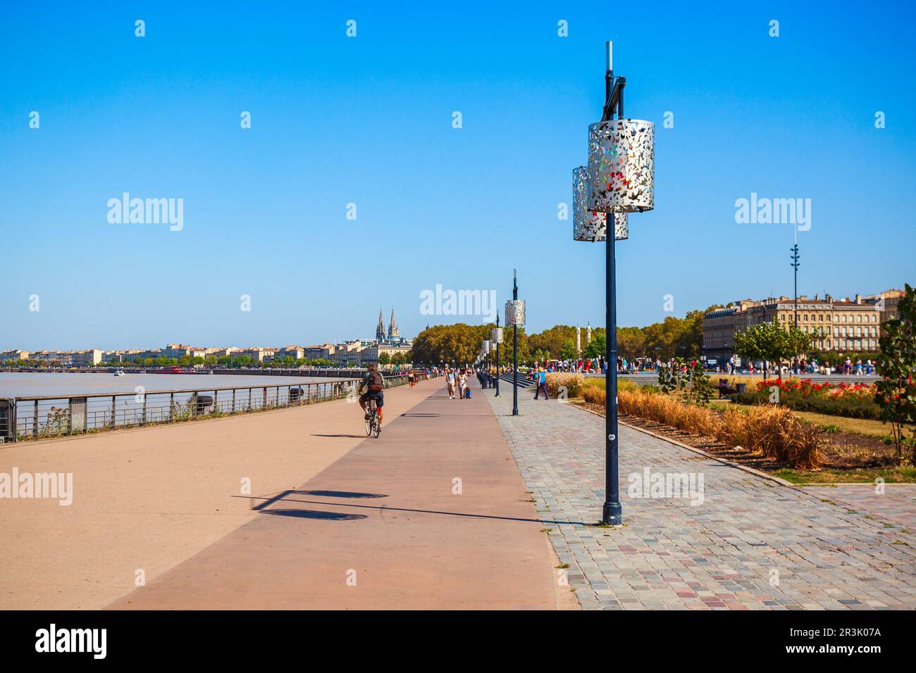 Embankment of Garonne river in the centre of Bordeaux city in France Stock Photo