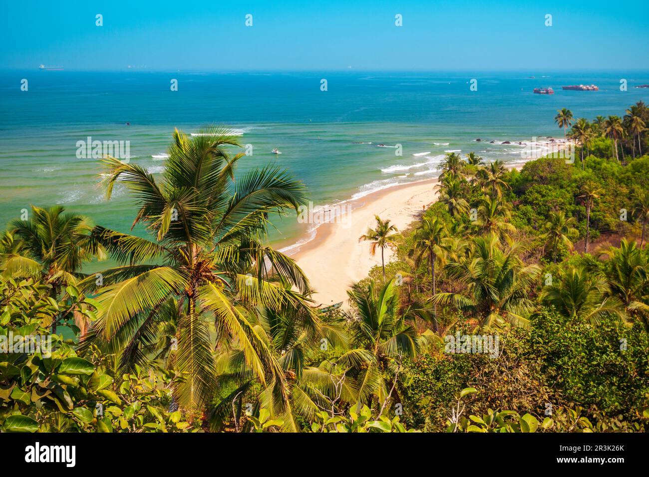 Goa beach aerial panoramic view in India Stock Photo - Alamy