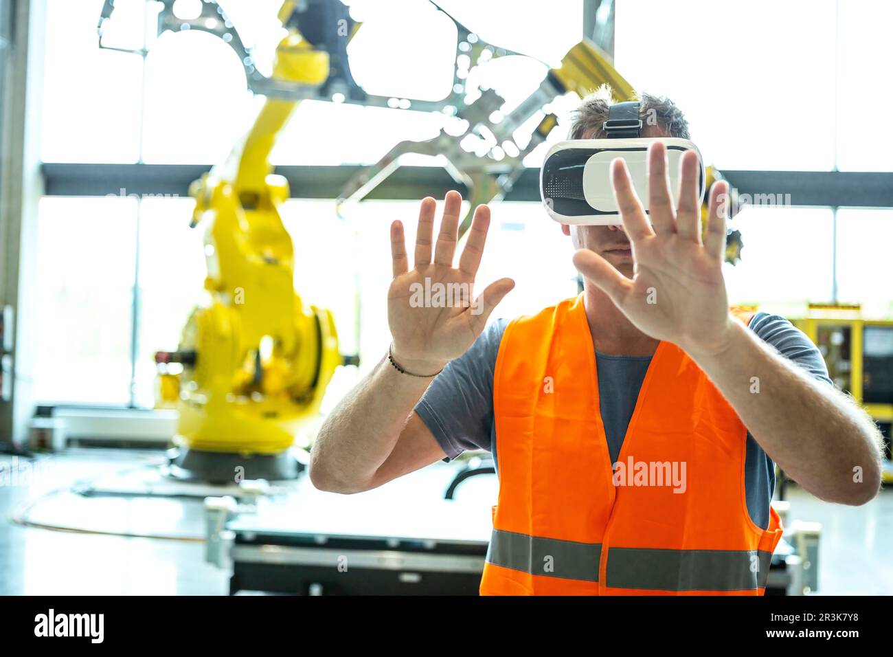 Industrial Robots Remote Control AR Stock Photo