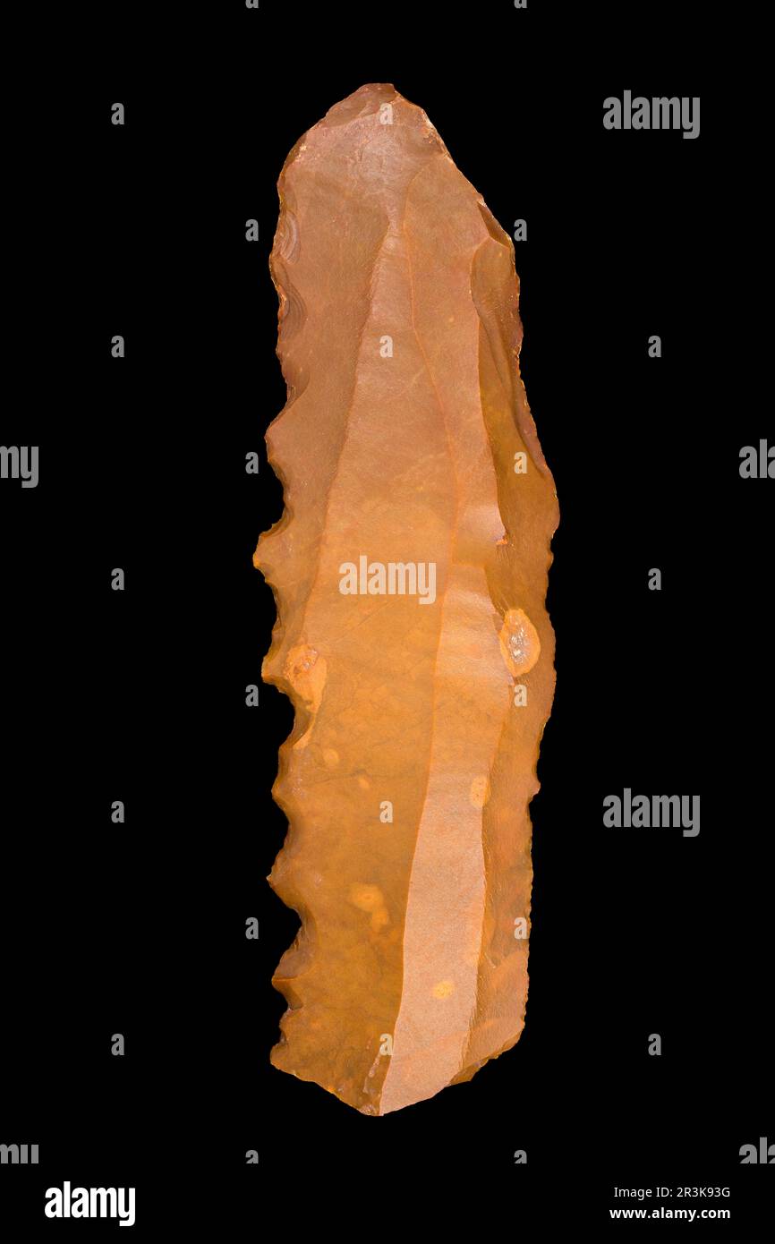 Serrated flint knife. Neolithic period. North Africa. 15,2cm Stock