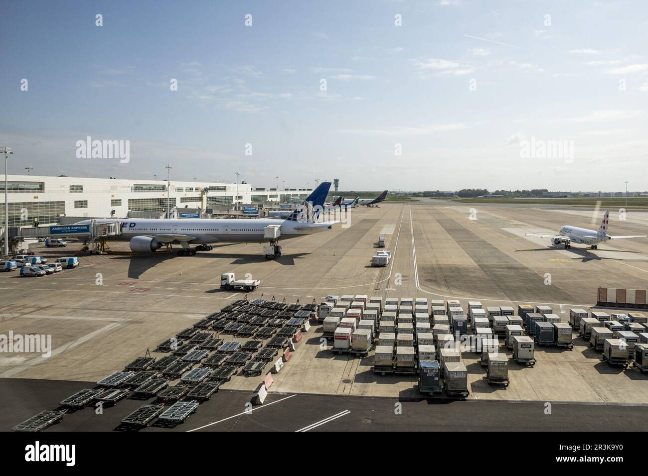 Zaventem, Belgium. 24th May, 2023. Illustration picture shows planes at the gates on the tarmac