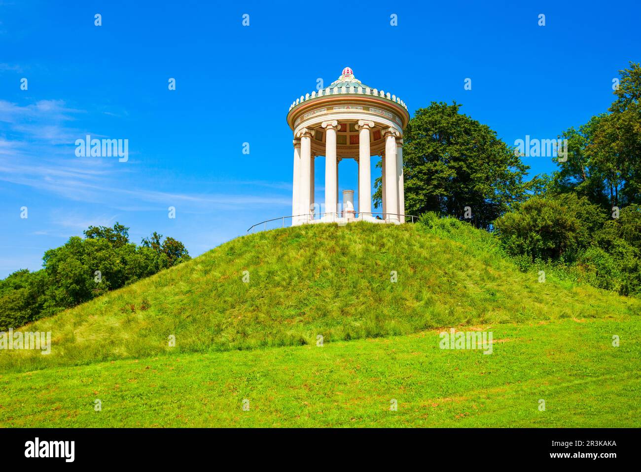 Monopteros, a Greek style temple in English Garden or Englischer Garten, a large public park in the centre of Munich, Bavaria Stock Photo