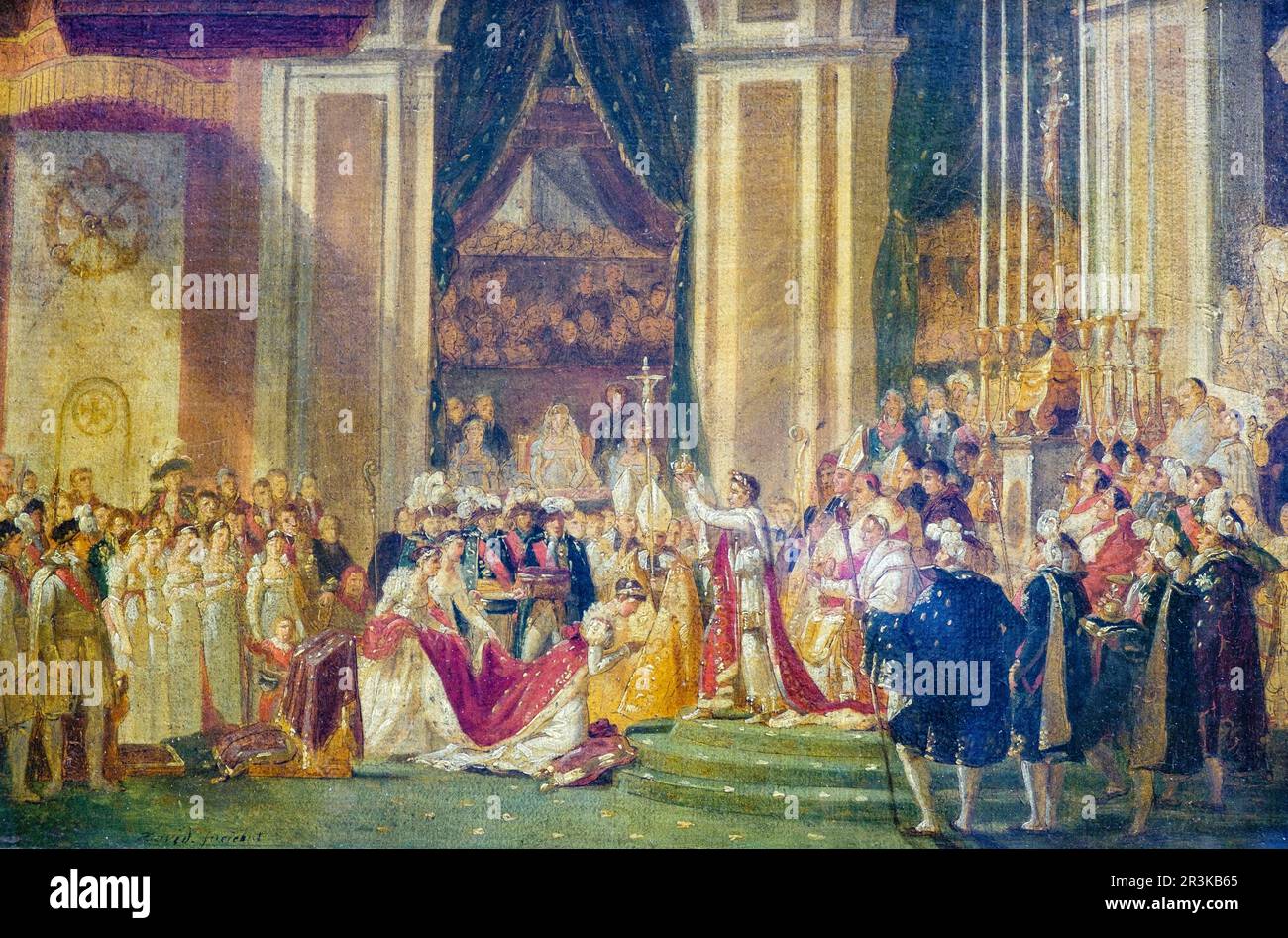 La consagración, Le Sacre de Napoléon, Jacques-Louis David, pintor oficial de Napoleón Bonaparte realizada entre 1805 y 1808, Museo del Louvre,museo nacional de Francia, Paris, France,Western Europe. Stock Photo