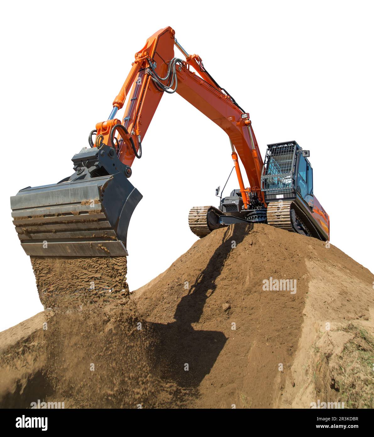 Modern excavator at work Stock Photo