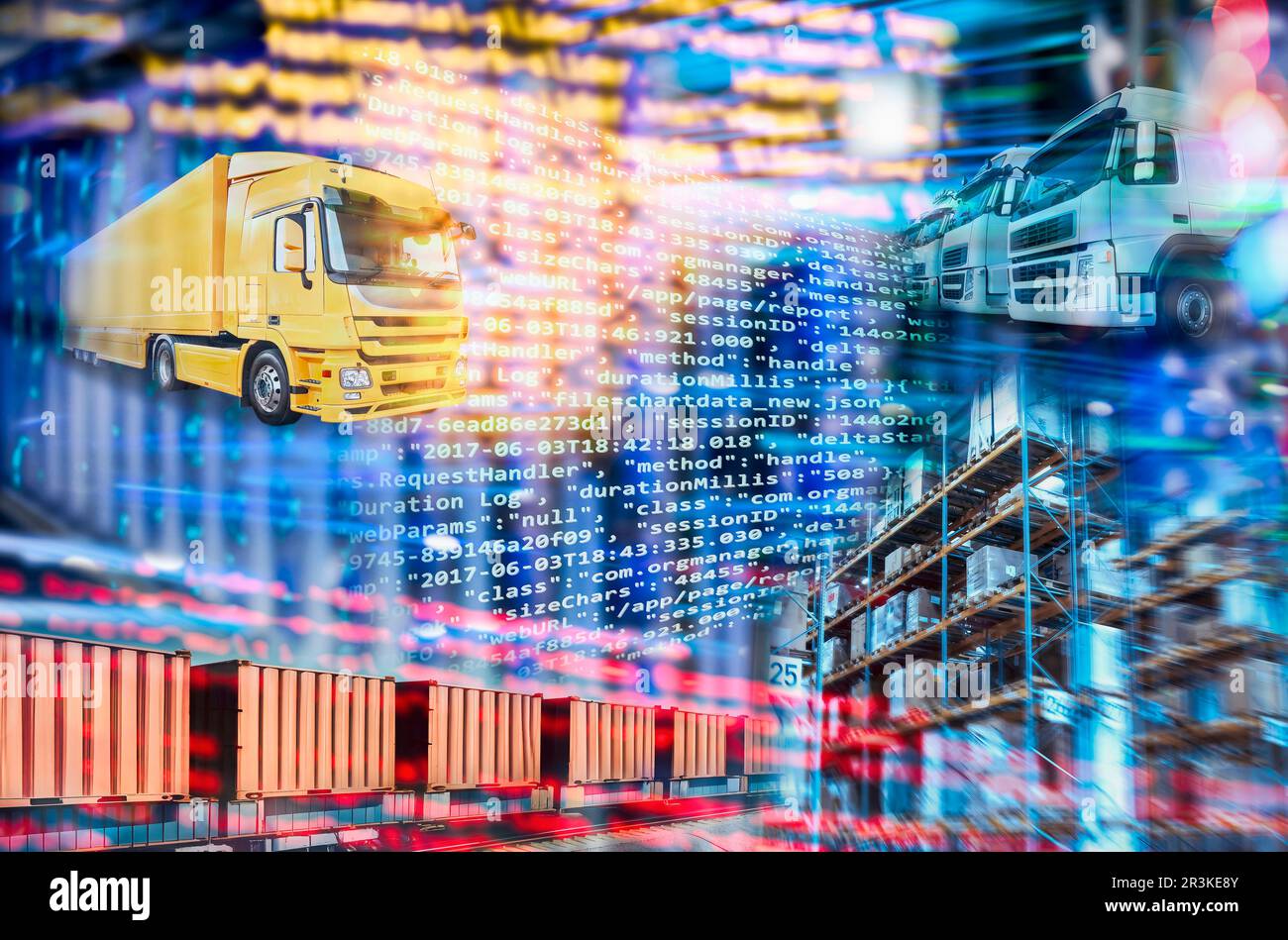 Digital logistics in freight forwarding through automated transportation Stock Photo