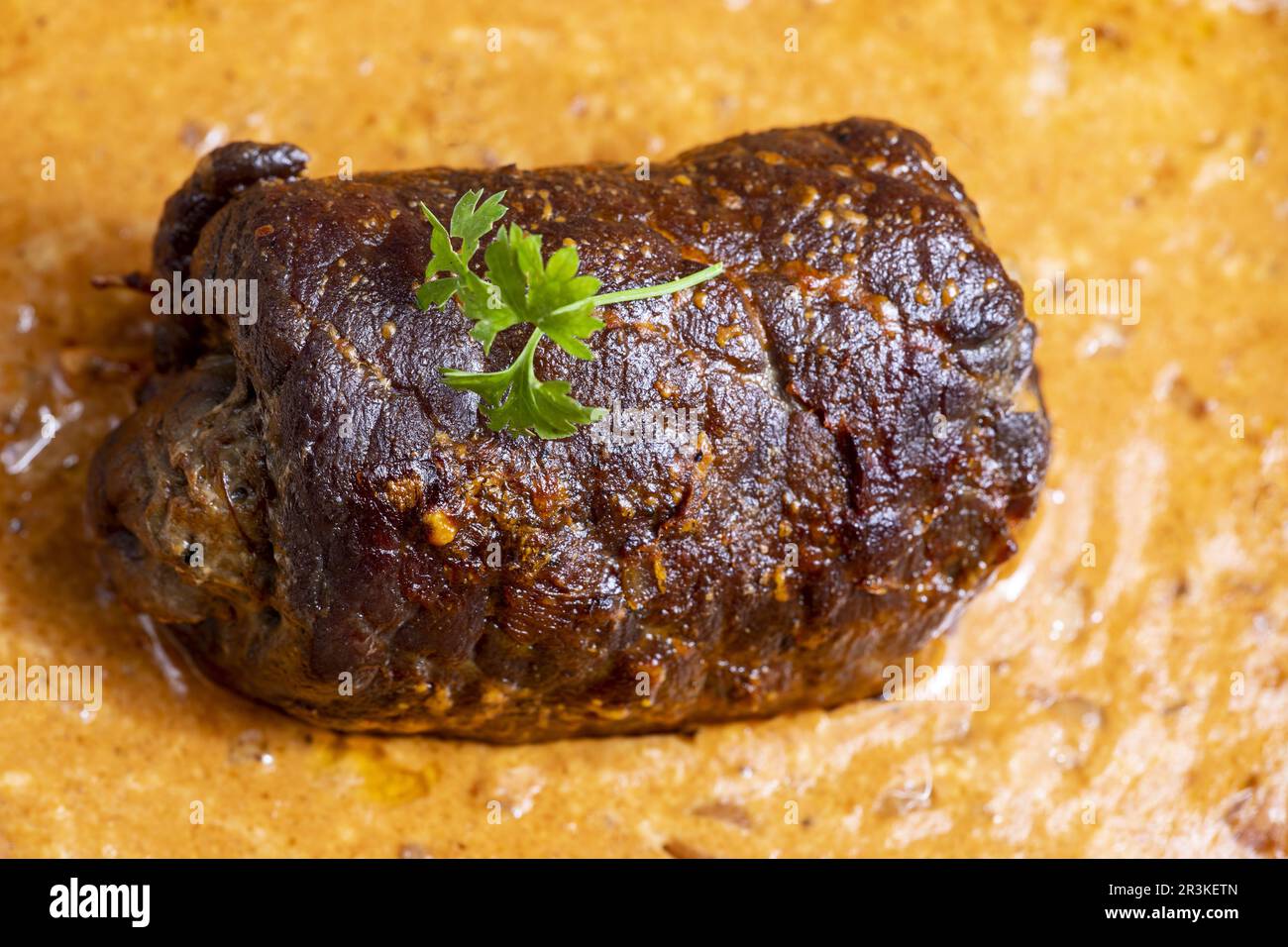 German meat roulade in casserole Stock Photo