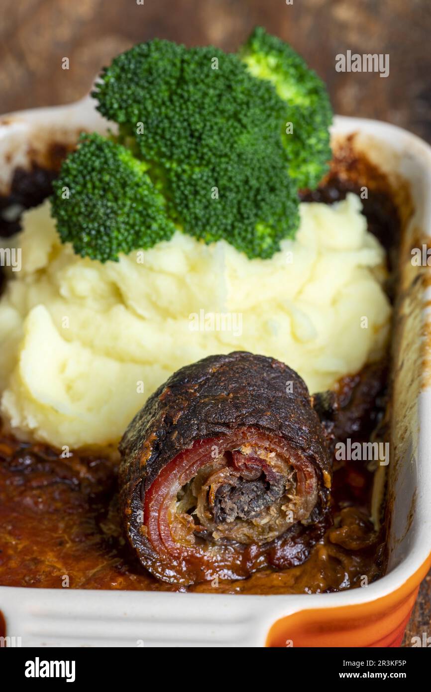 German meat roulade in casserole Stock Photo Alamy