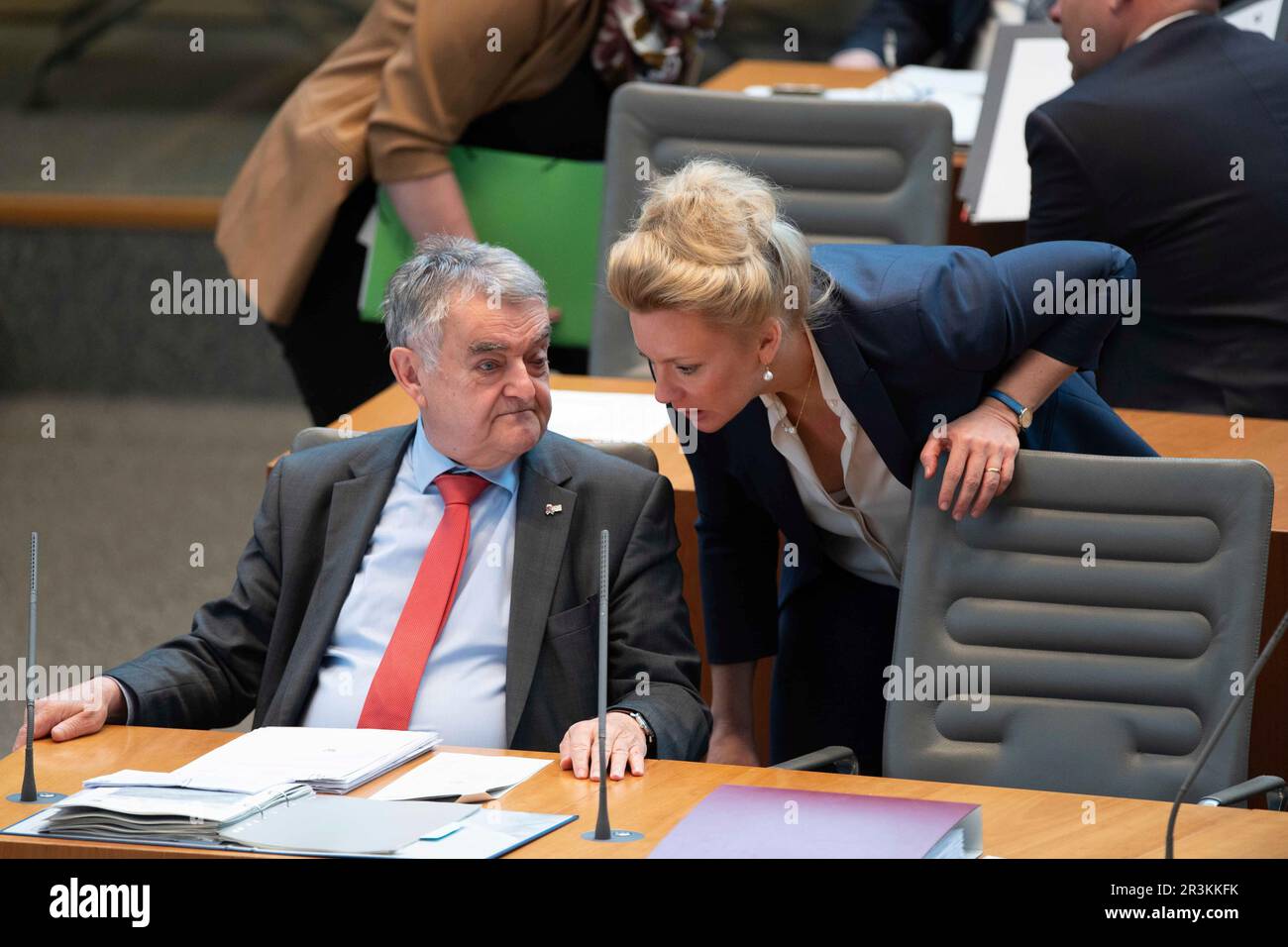 Dusseldorf, Deutschland. 24th May, 2023. left to right Herbert REUL, CDU, Minister of the Interior, Minister of the Interior of the State of North Rhine-Westphalia, Ina BRANDES, CDU, Minister of Culture and Science of the State of North Rhine-Westphalia, 33rd session of the State Parliament of North Rhine-Westphalia, in the State Parliament of North Rhine-Westphalia NRW, Dusseldorf on 05/24/2023, Credit: dpa/Alamy Live News Stock Photo