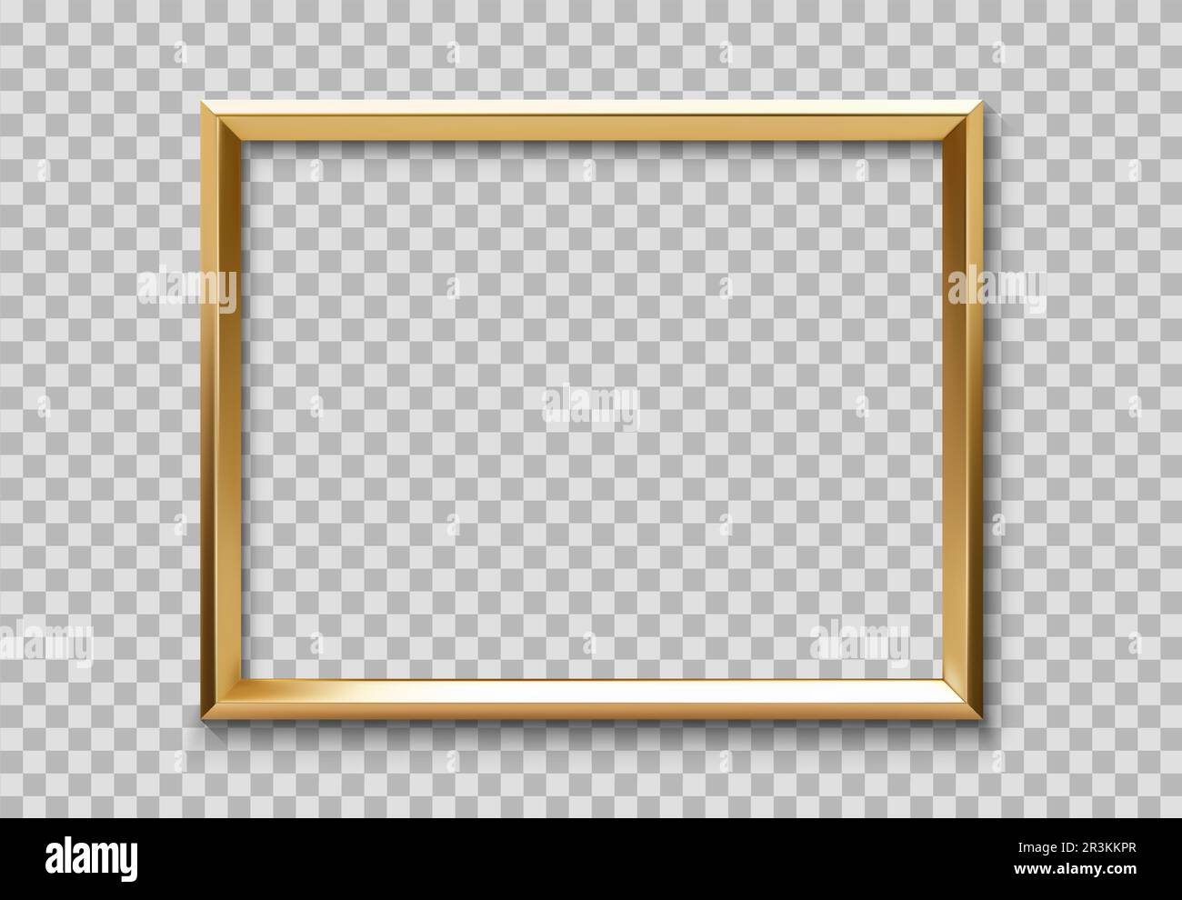 Golden frame border or gold shine square framework, isolated vector on