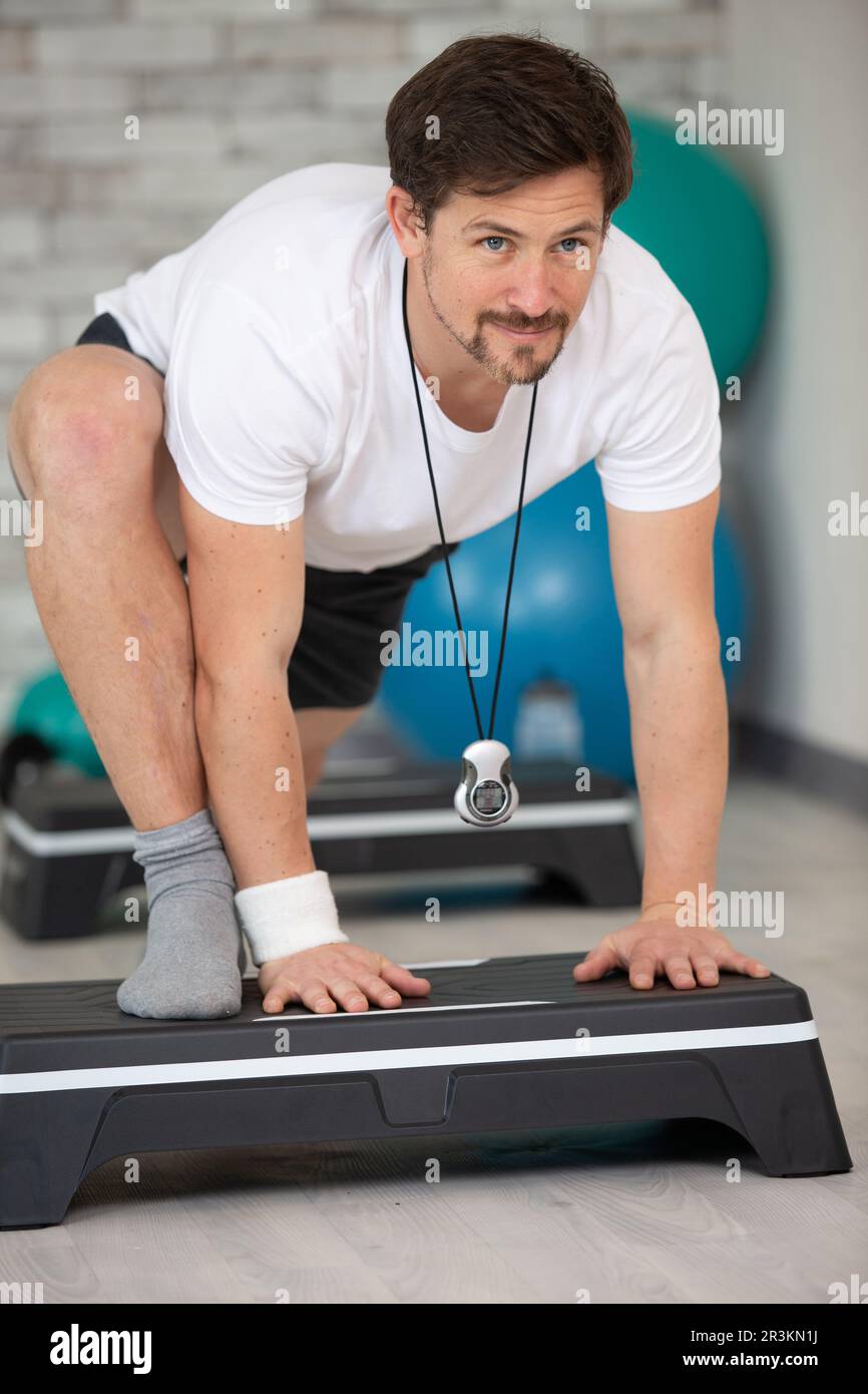 Person doing step aerobics hi-res stock photography and images - Alamy