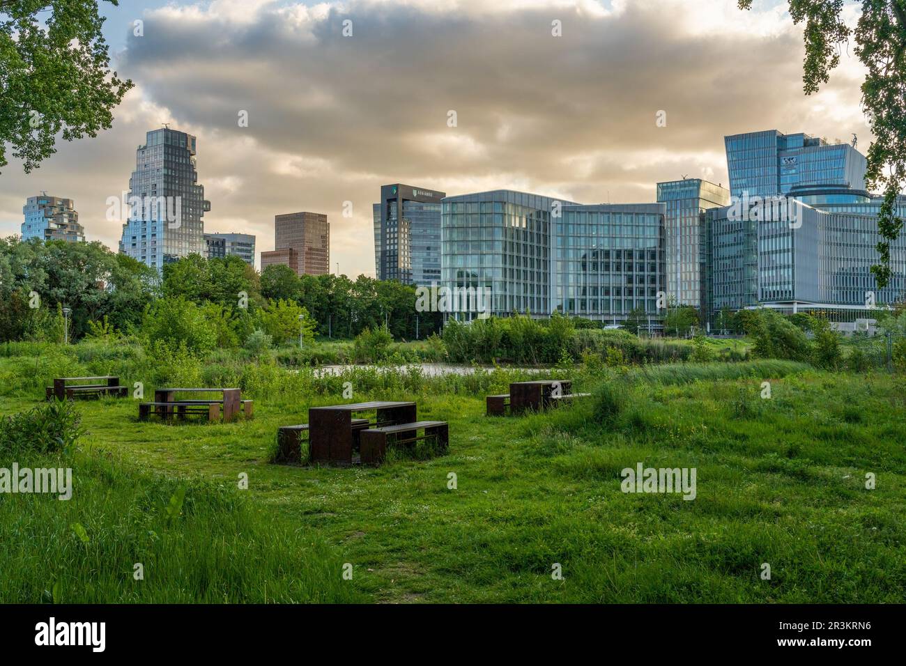 Amsterdam, The Netherlands, 23.05.2023, Residential complex The Valley, Symphony office tower and World Trade center Amsterdam, iconic landmarks in Zu Stock Photo