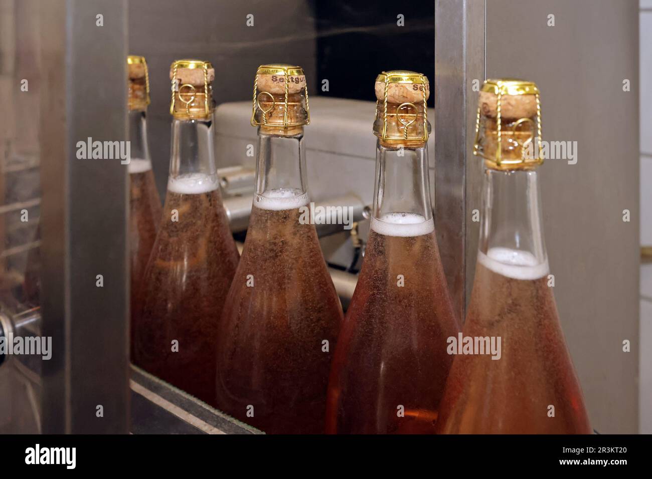 Sparkling wine bottling Stock Photo Alamy