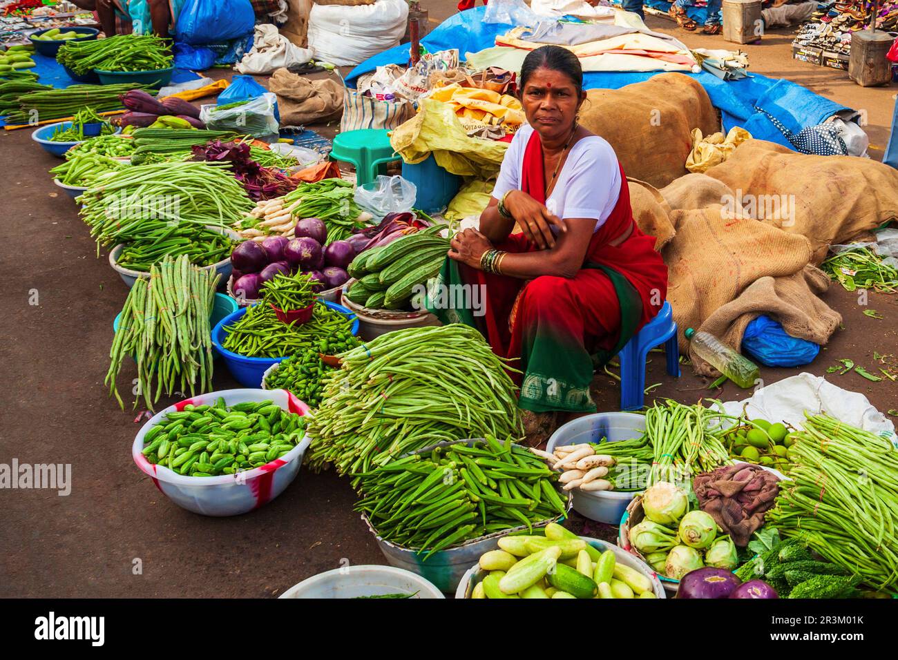 GOA, INDIA - APRIL 06, 2012: Fruts and vegetables at the local market in India Stock Photo