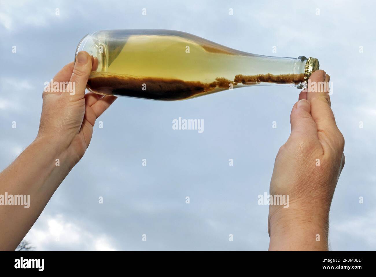 Sparkling wine production yeast collected after riddling Stock Photo