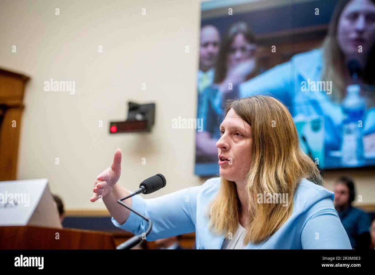 Washington, United States Of America. 23rd May, 2023. Tammy Nobles, mother of Kayla Hamilton who was allegedly murdered by an unaccompanied, undocumented child Mara Salvatrucha gang member who entered the the United States illegally, testifies before a House Committee on the Judiciary | Subcommittee on Immigration Integrity, Security, and Enforcement hearing “The Biden Border Crisis: Part III” in the Rayburn House Office Building in Washington, DC, Tuesday, May 23, 2023. Credit: Rod Lamkey/CNP/Sipa USA Credit: Sipa USA/Alamy Live News Stock Photo