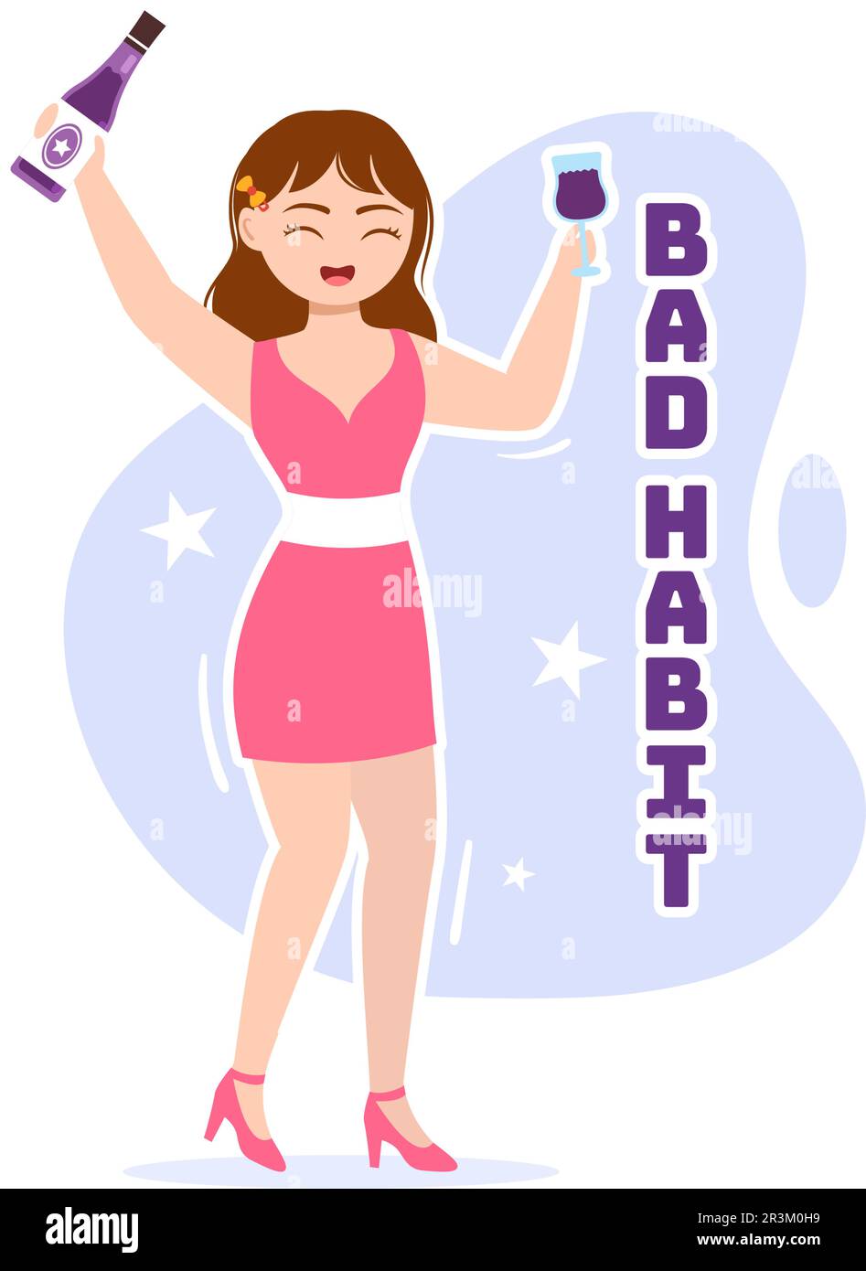 Bad Habit Vector Illustration with Unhealthy Lifestyle like Eating Fast