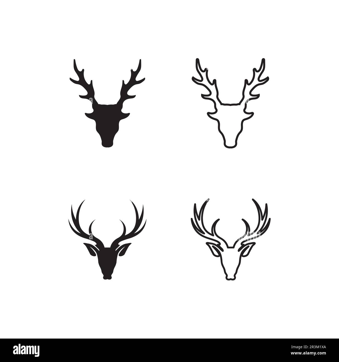 deer logo animal horn and mammal design and graphic vector Stock Vector