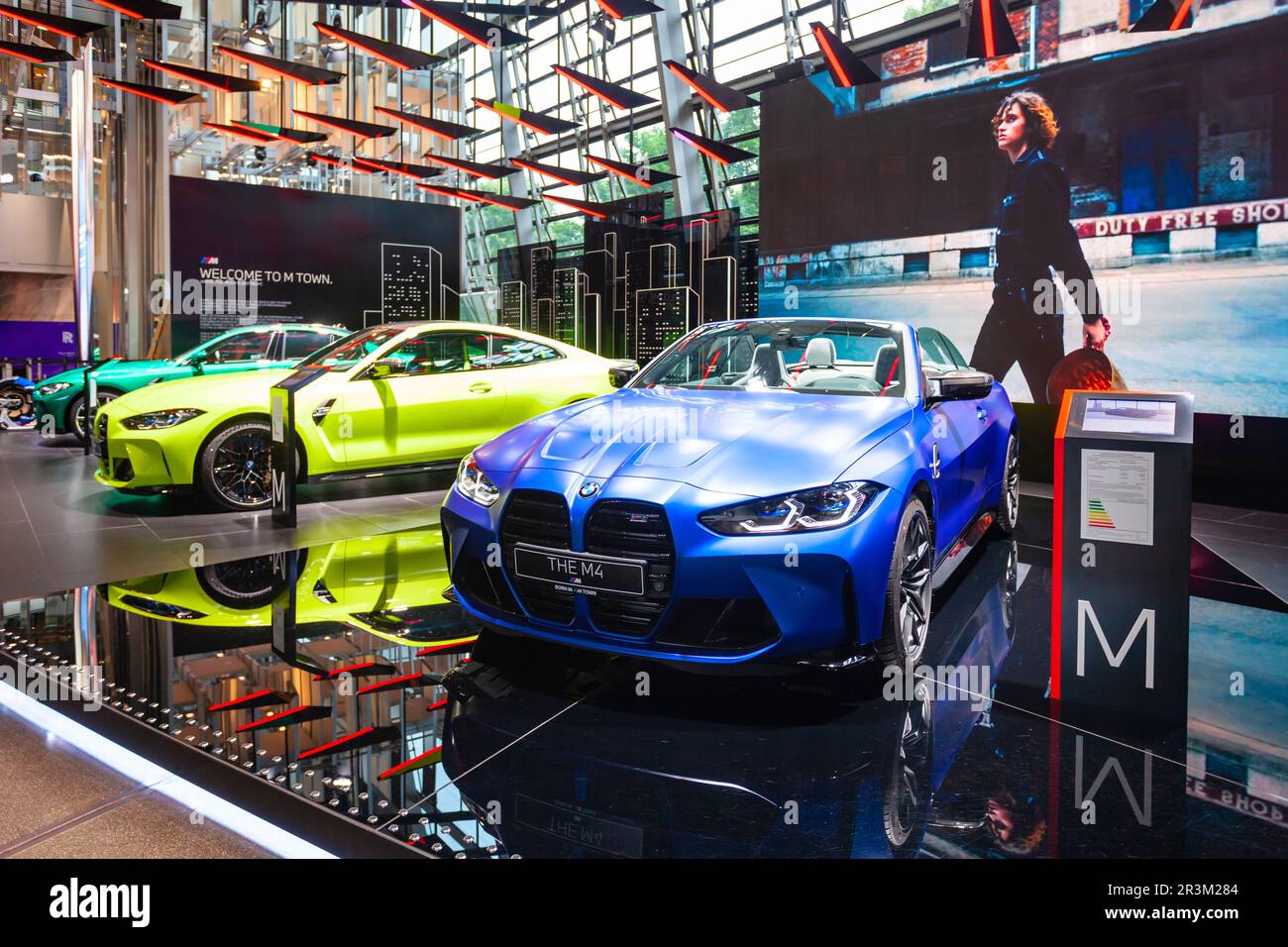 Munich, Germany July 08, 2021 BMW M series cars at BMW Welt. BMW Welt is a combined