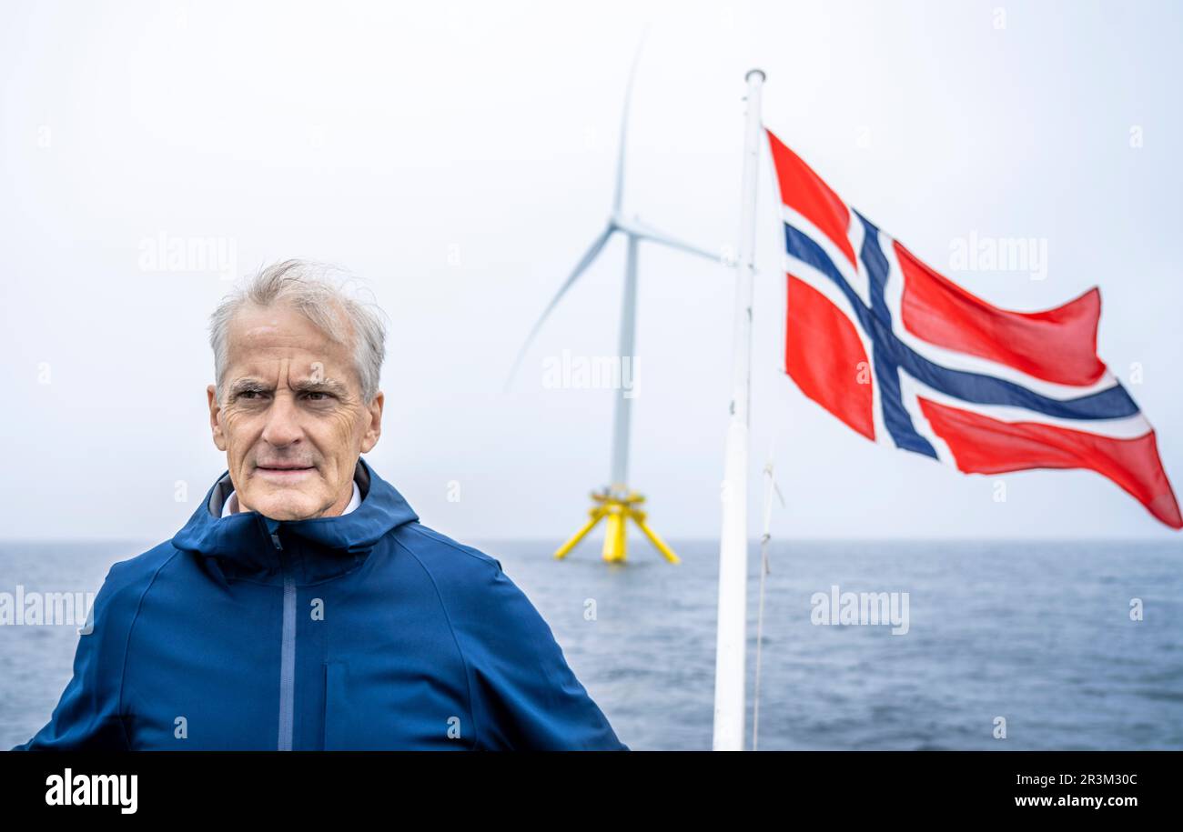 Haugesund 20230524.Norwegian Prime Minister Jonas Gahr Stoere is participating in this year's international festival for floating offshore wind 'Floating Wind Days' in Haugesund. Photo: Ole Berg-Rusten / NTB Stock Photo