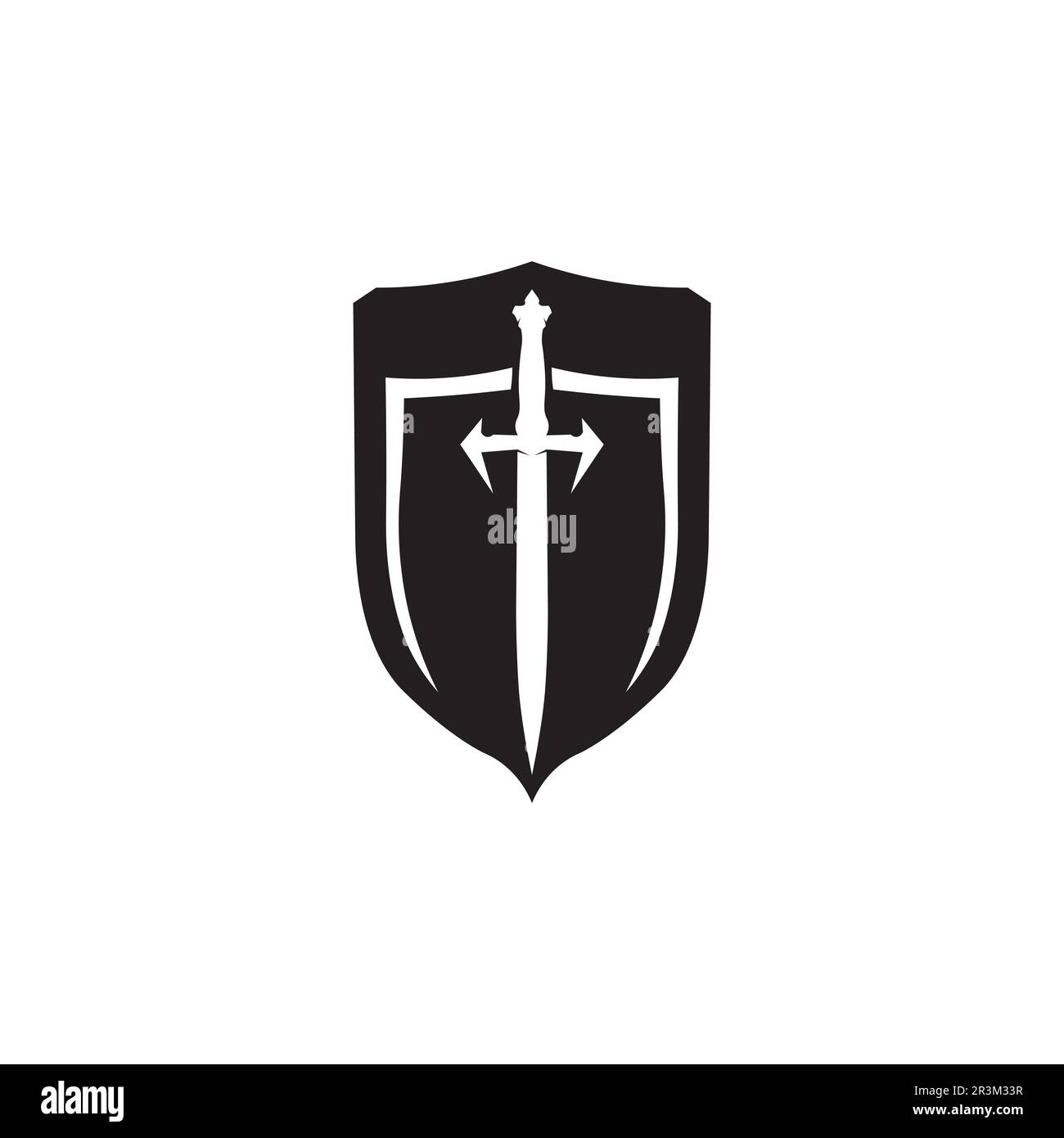 Cross swords, saber and blade logo icon flat Simple vector symbol and