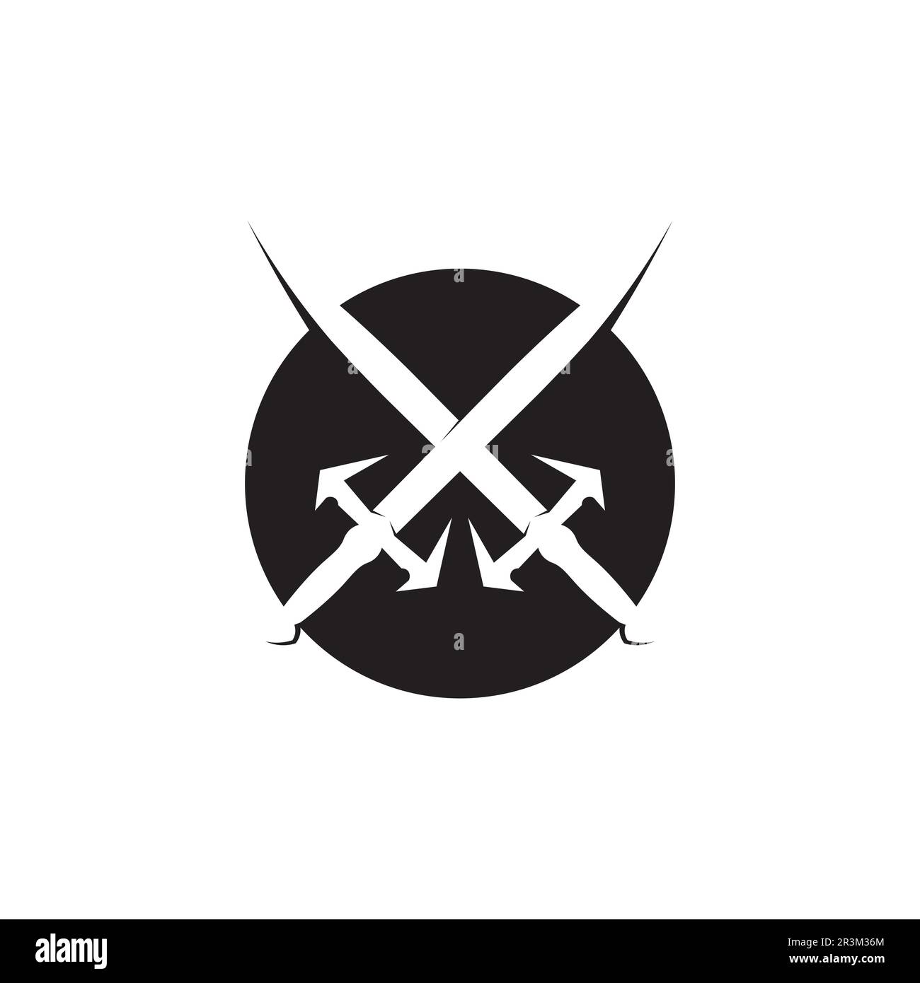 Cross swords, saber and blade logo icon flat Simple vector symbol and