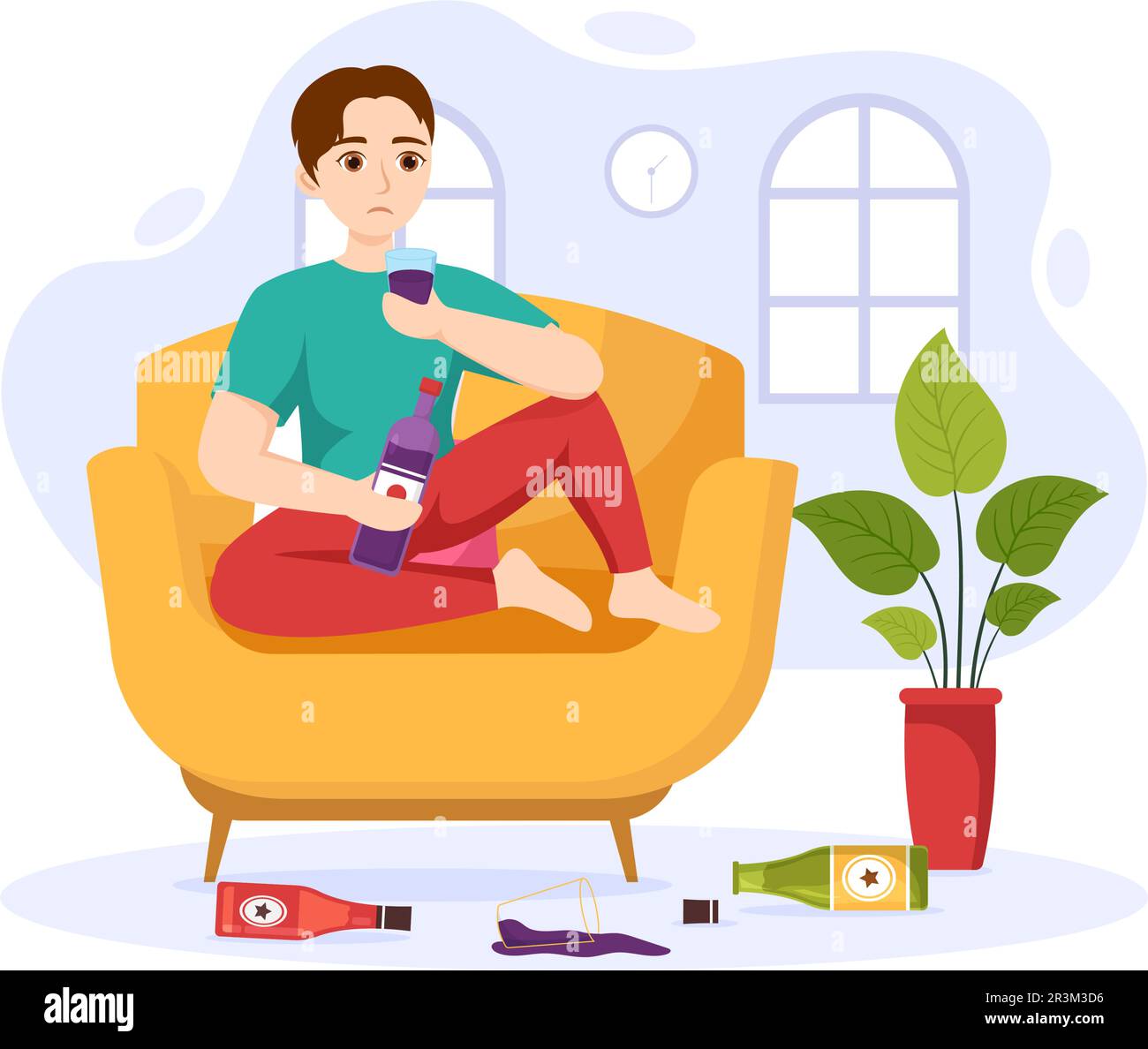 Bad Habit Vector Illustration with Unhealthy Lifestyle like Eating Fast
