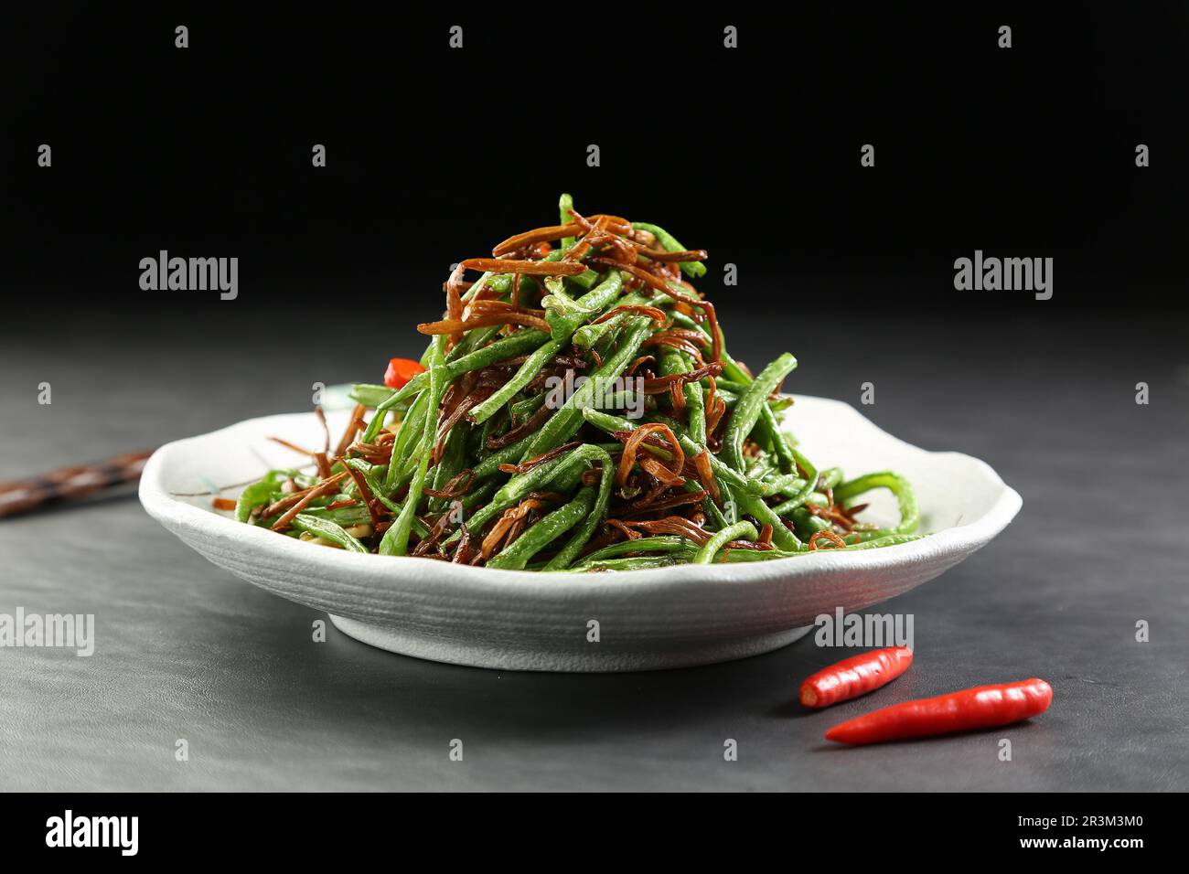 Sautéed Enoki Mushroom with Green bean in Chili Oil Stock Photo Alamy