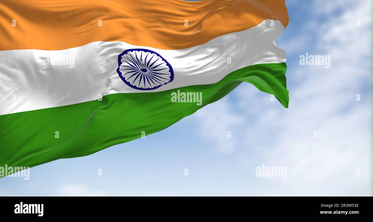 India national flag waving on a clear day Stock Photo - Alamy