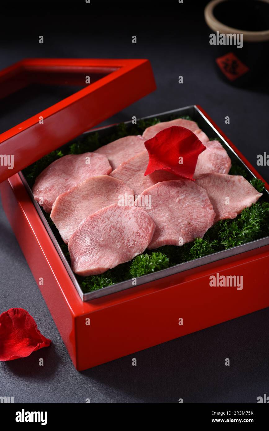 Korean or Japanese barbecue, Thick Cut slice beef tongue,for hot pot or