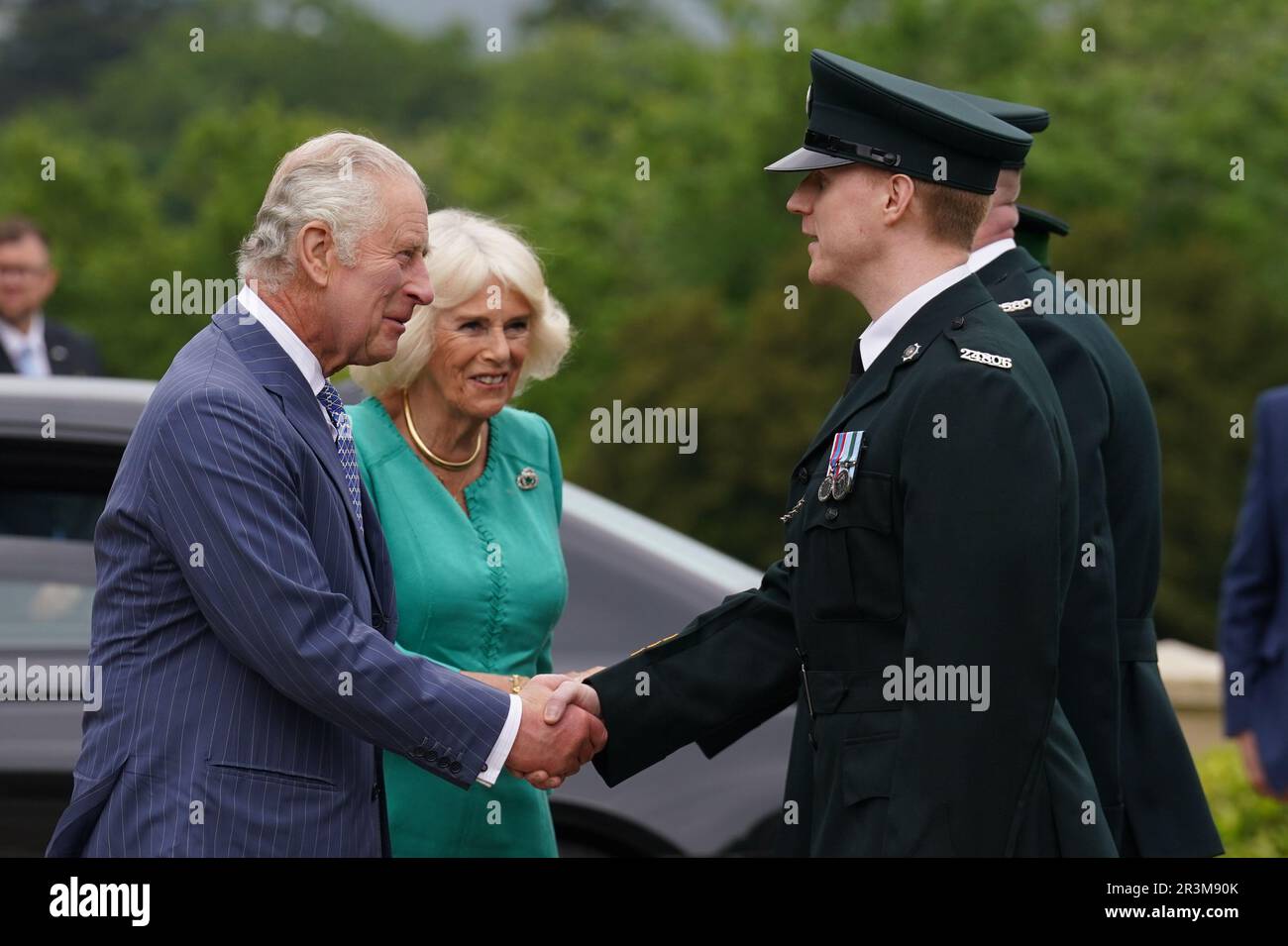King Charles III and Queen Camilla arriving at Hillsborough Castle, Co