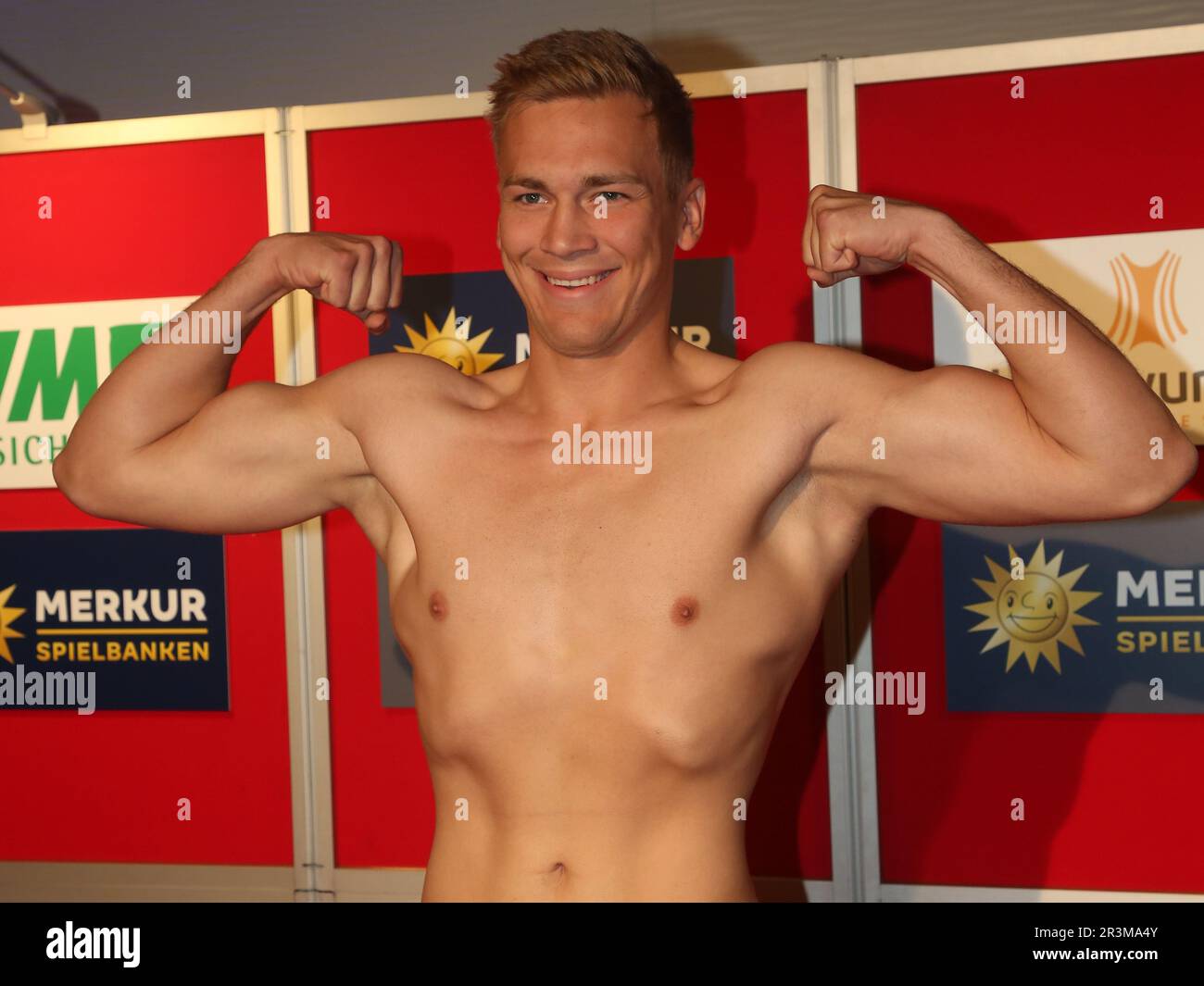 Cruiserweight boxer Tim VÃ¶ÃŸing (Essen) at weigh-in before SES Boxing Gala on 05/14/2022 Magdeburg Stock Photo