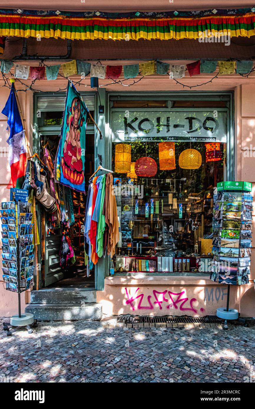 Koh-Do Novelty & Incense Specialty Store entrance & display window,Stargarder Strasse 75,Prenzlauer Berg, Berlin, Germany Stock Photo