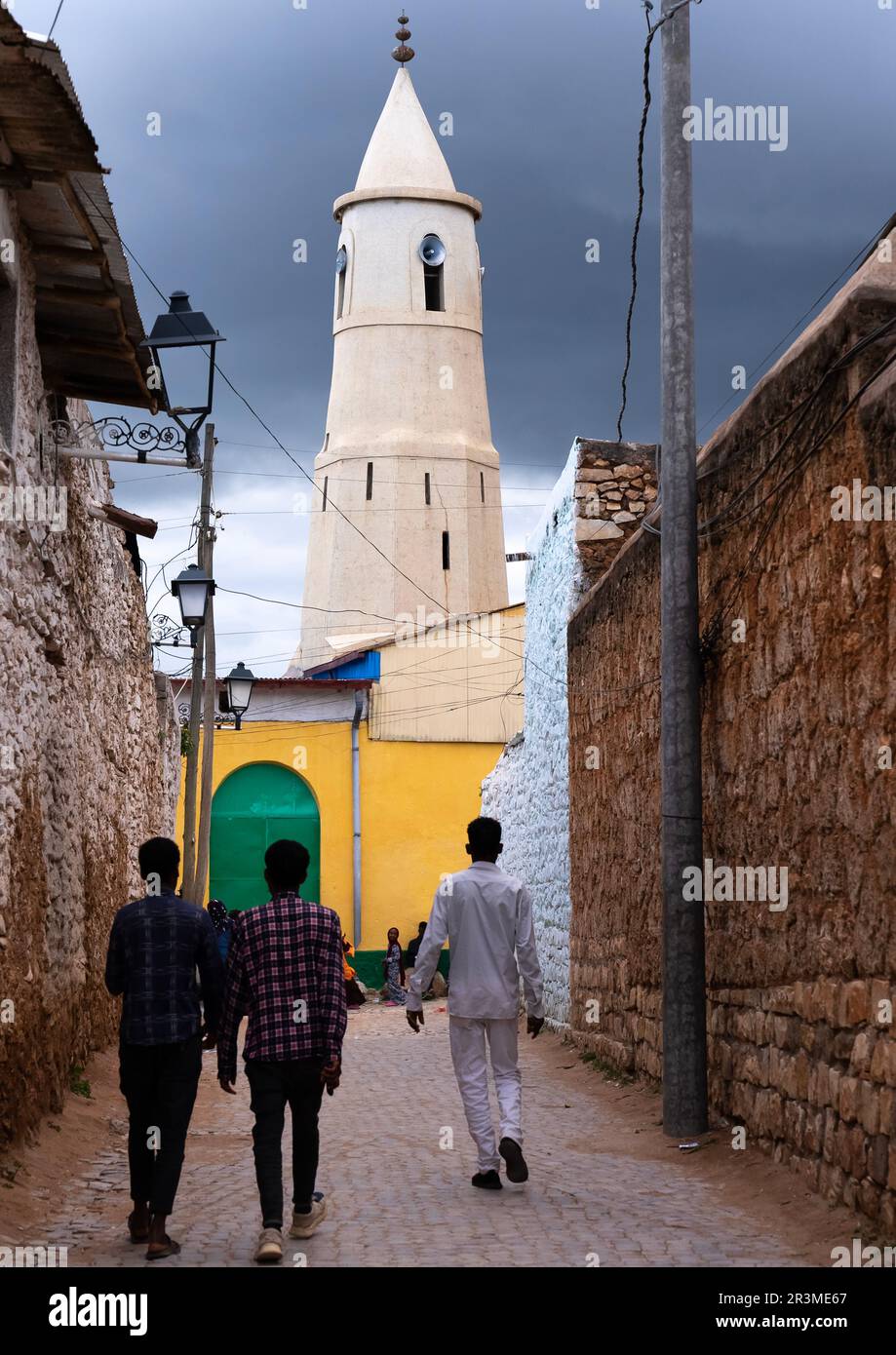 Al-Jami mosque minaret, Harari Region, Harar, Ethiopia Stock Photo