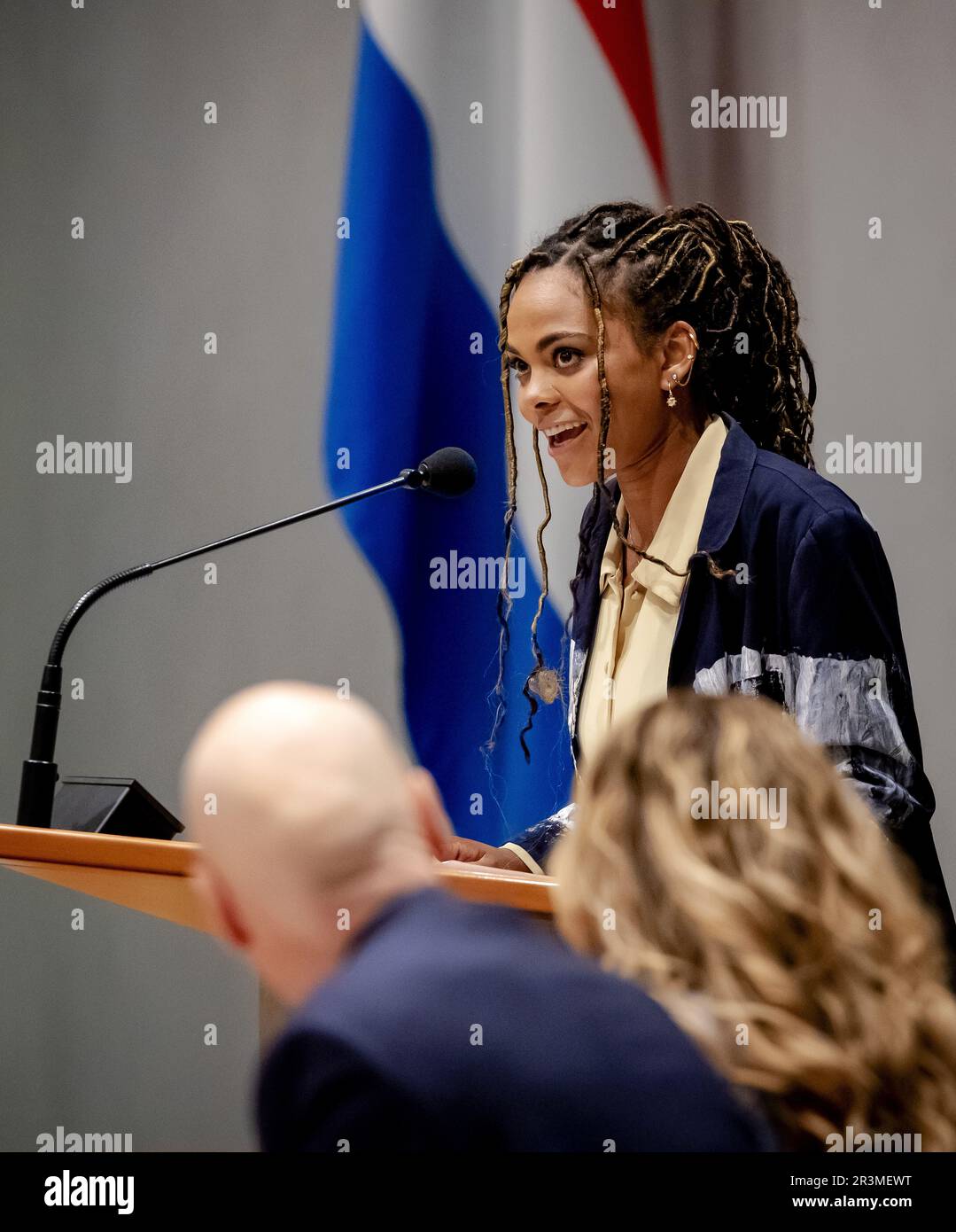 THE HAGUE - Dzifa Kusenuh (Initiator and presenter BNN-VARA) during a debate in the House of Representatives about the citizens' initiative Abortion is not a crime. ANP ROBIN VAN LONKHUIJSEN netherlands out - belgium out Stock Photo