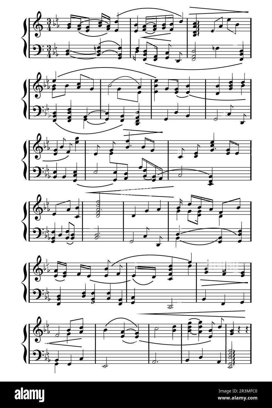 Music notation. Different musical symbols combined into composition ...