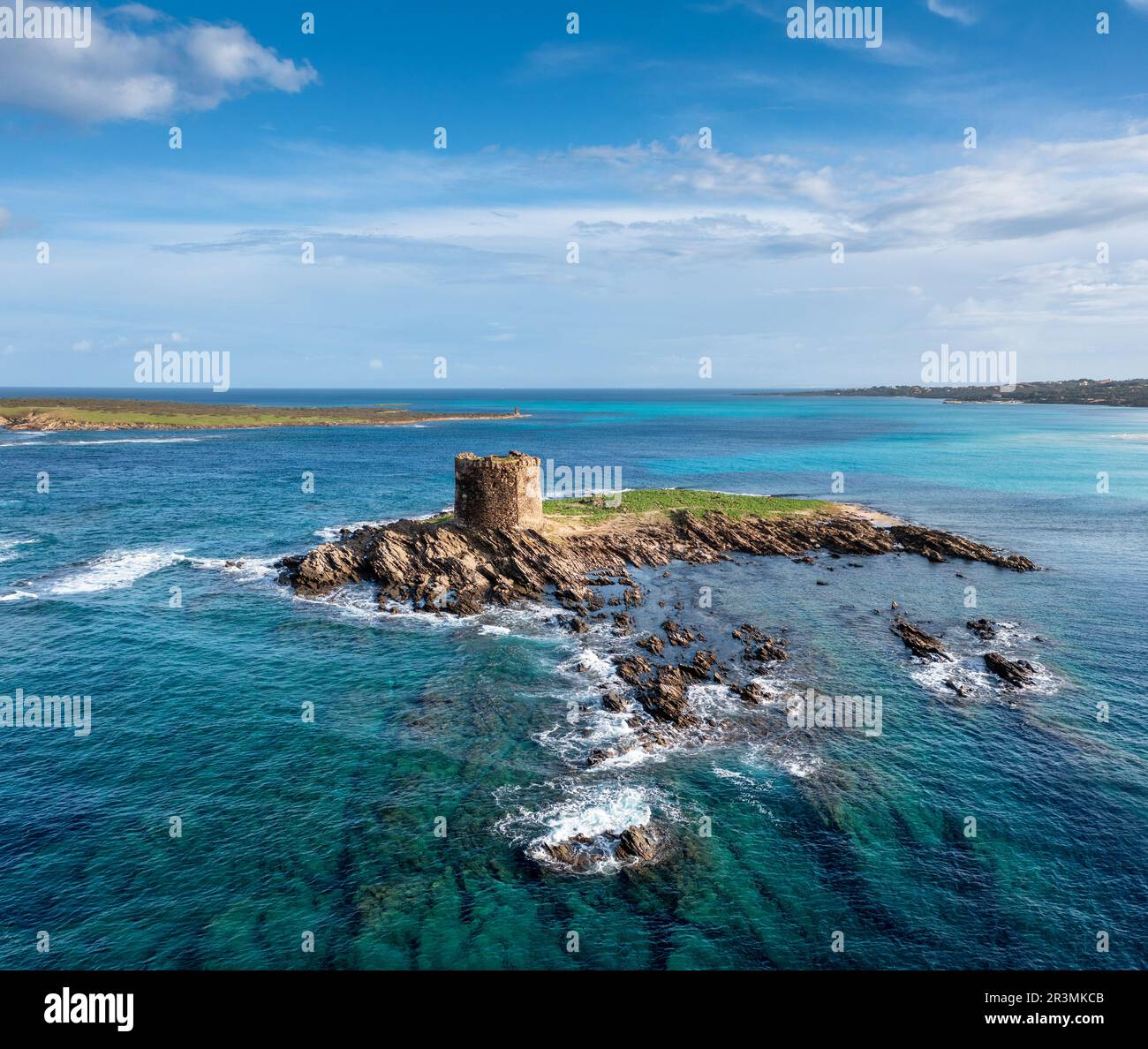 The Pelosa Watchtower near Stintino on the coast of Sardinia Stock Photo