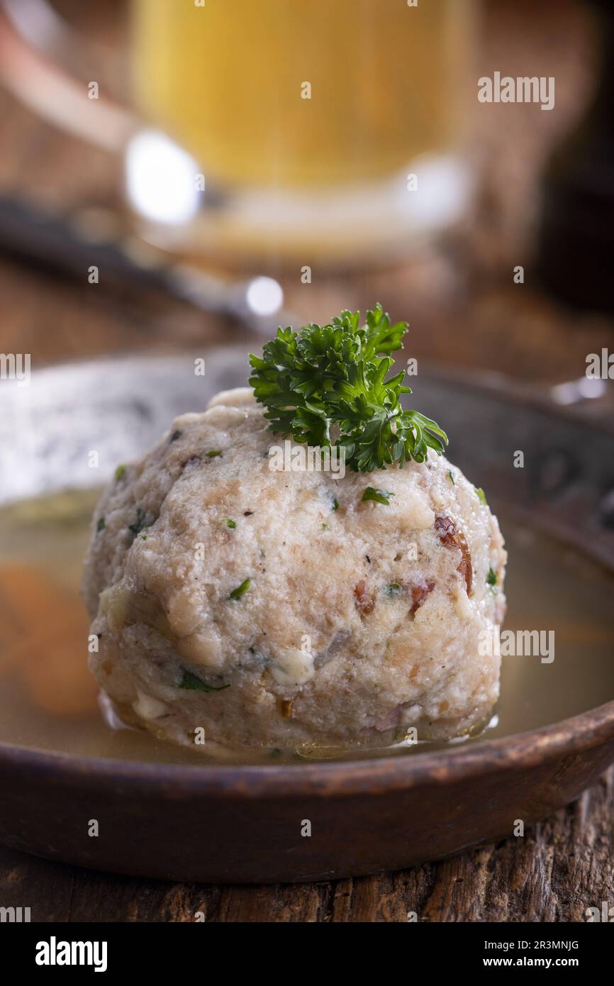 Austrian soup in copper pot Stock Photo